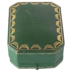 Rare Antique Cartier Art Deco Green Leather Jewellery Box, Circa 1920s