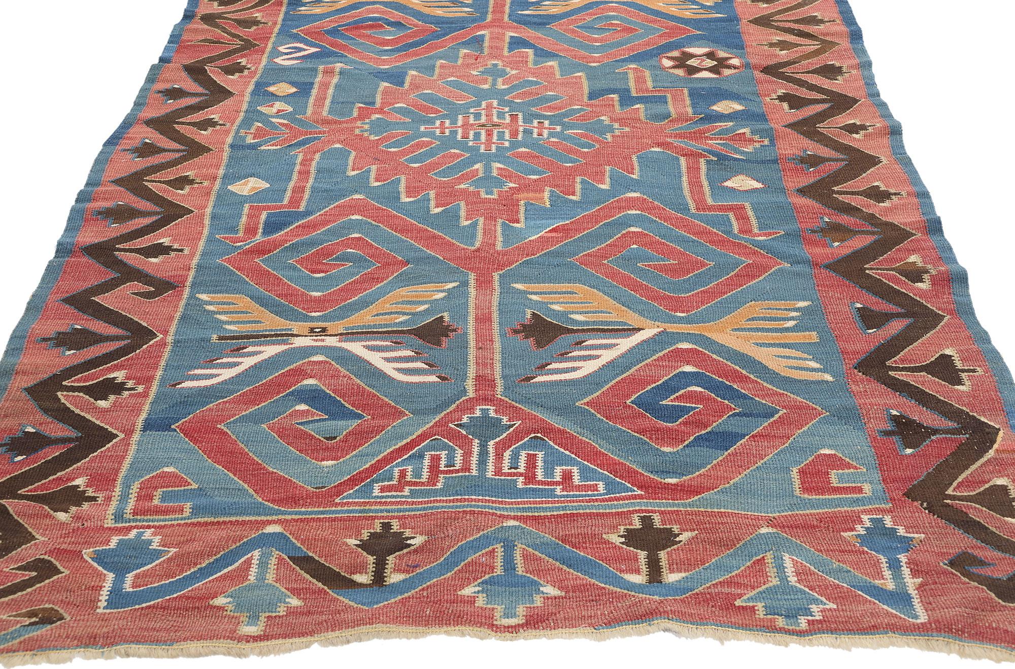 Russian Late 19th Century Antique Caucasian Avar Carpet with Modern Style For Sale