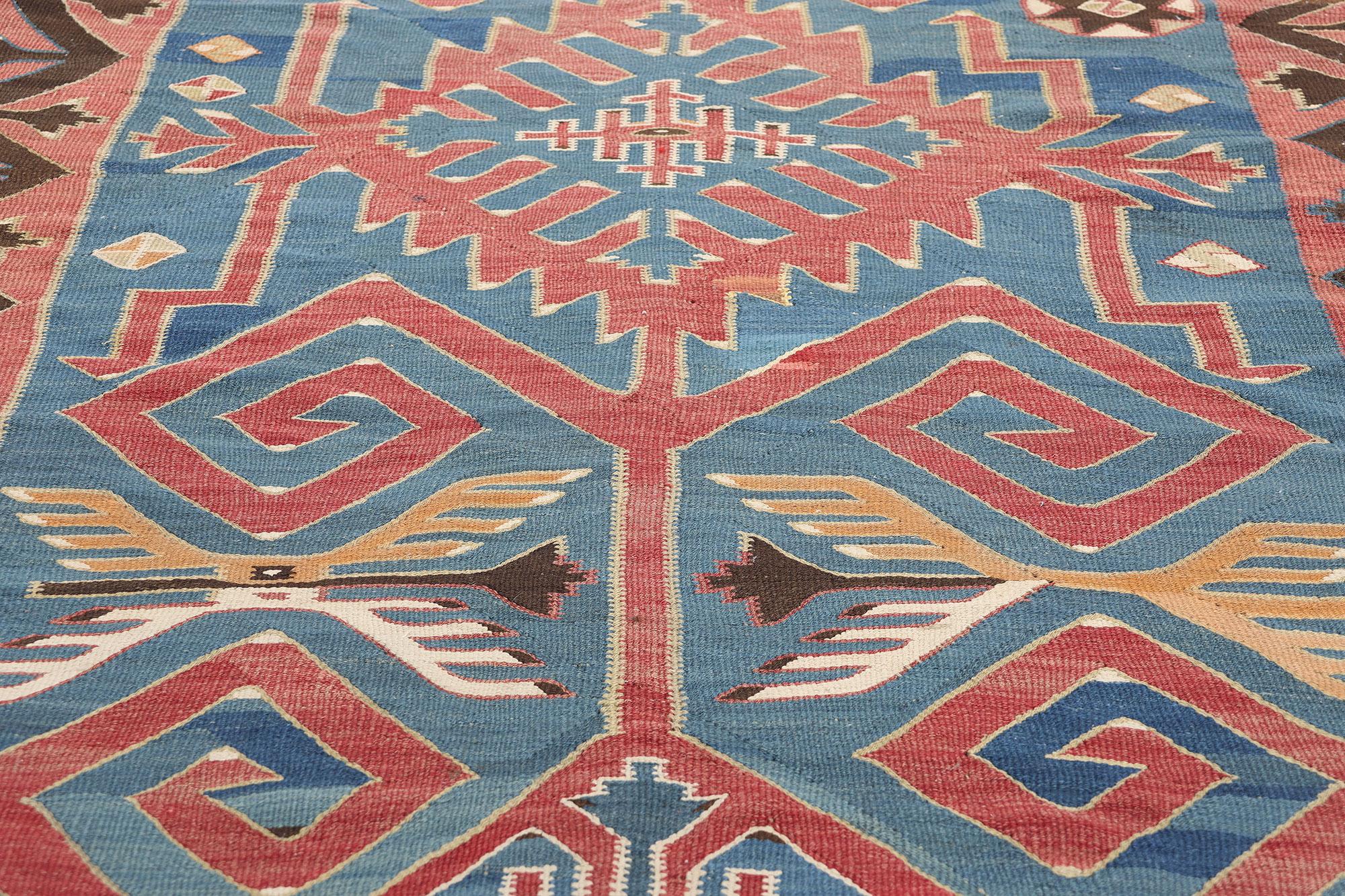 Hand-Woven Late 19th Century Antique Caucasian Avar Carpet with Modern Style For Sale