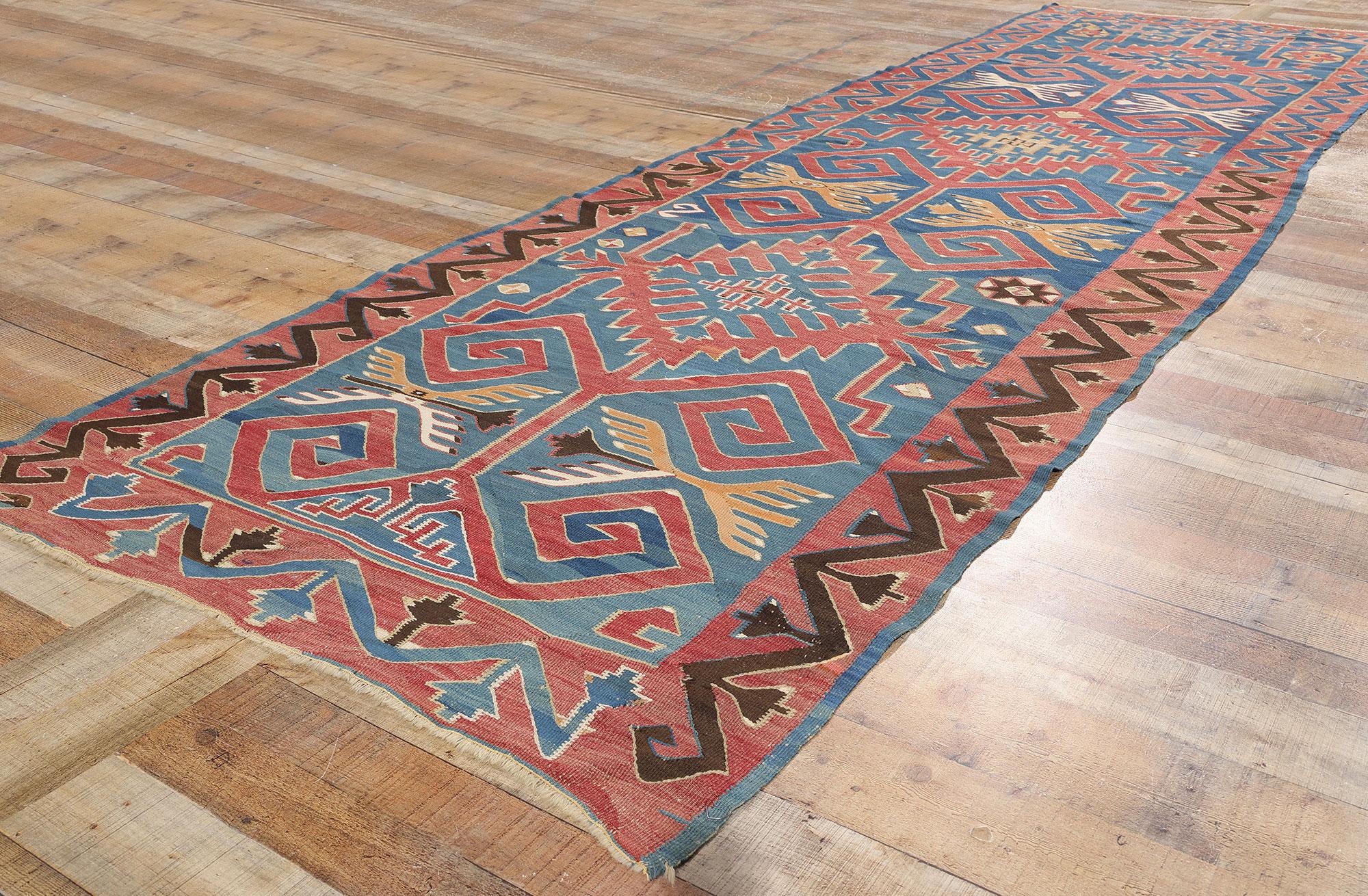 Wool Late 19th Century Antique Caucasian Avar Carpet with Modern Style For Sale