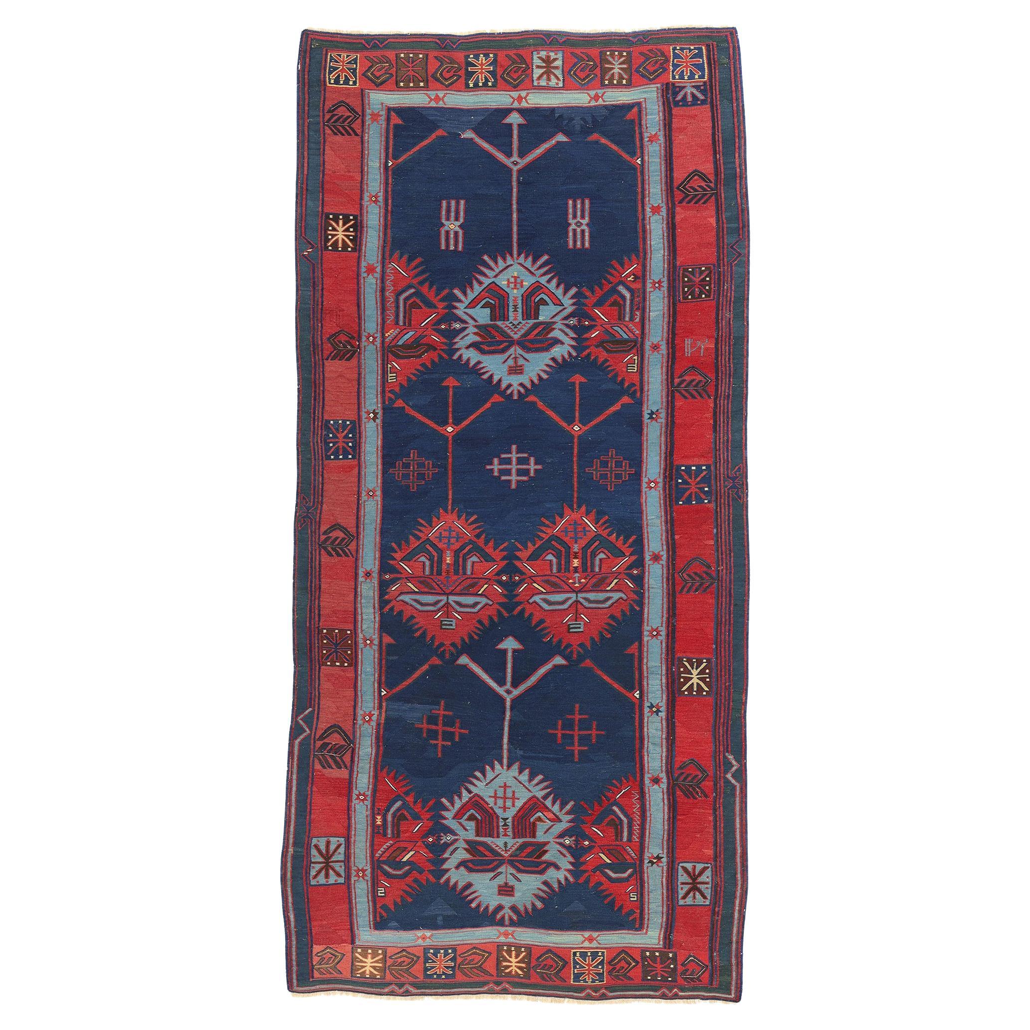 Rare Antique Caucasian Avar Flat-Weave Carpet