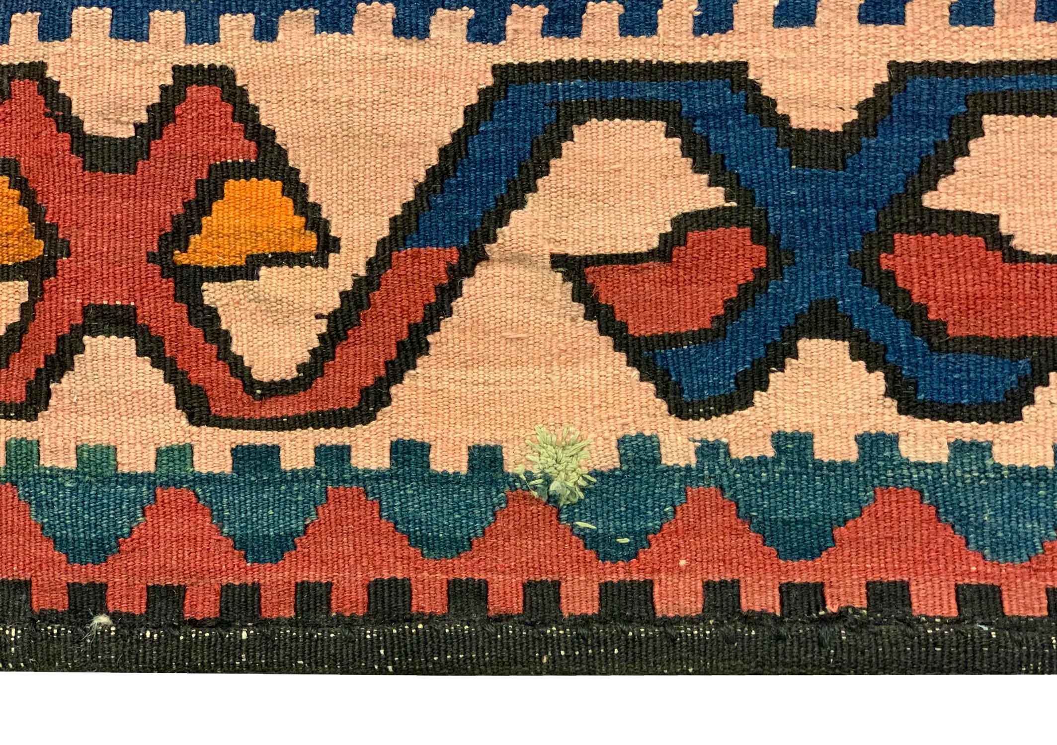 Organic Material Rare Antique Caucasian Kilim Rug For Sale