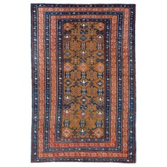Seltener antiker kaukasischer Seichur-Teppich mit dunkelgelbem Grund und seltener dreifacher Bordüre