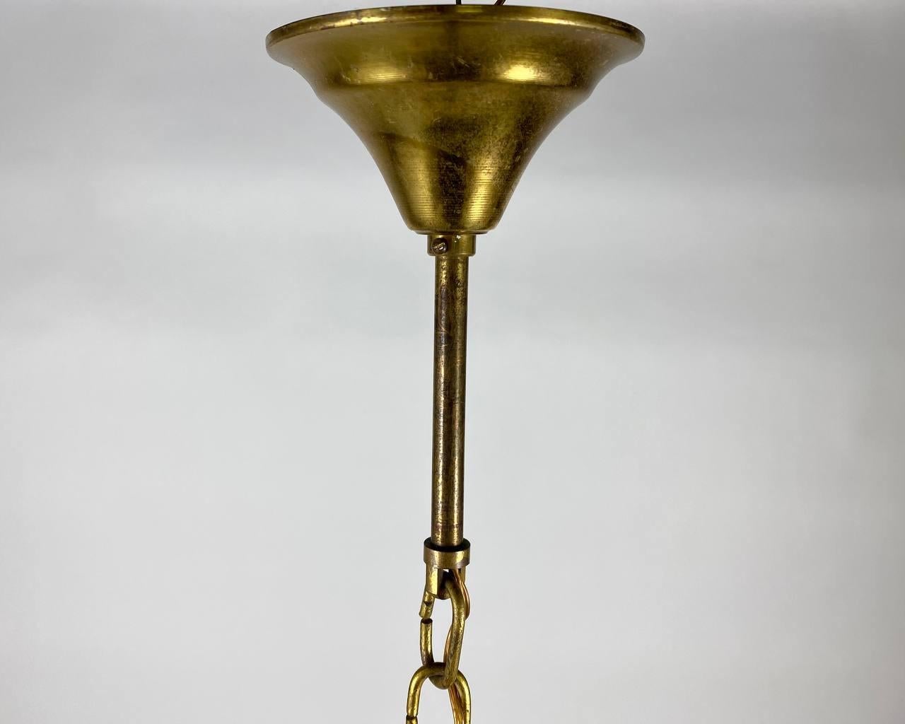 Rare Antique Ceiling Lantern in Gilt Bronze with Glass Panels, 1930s For Sale 4