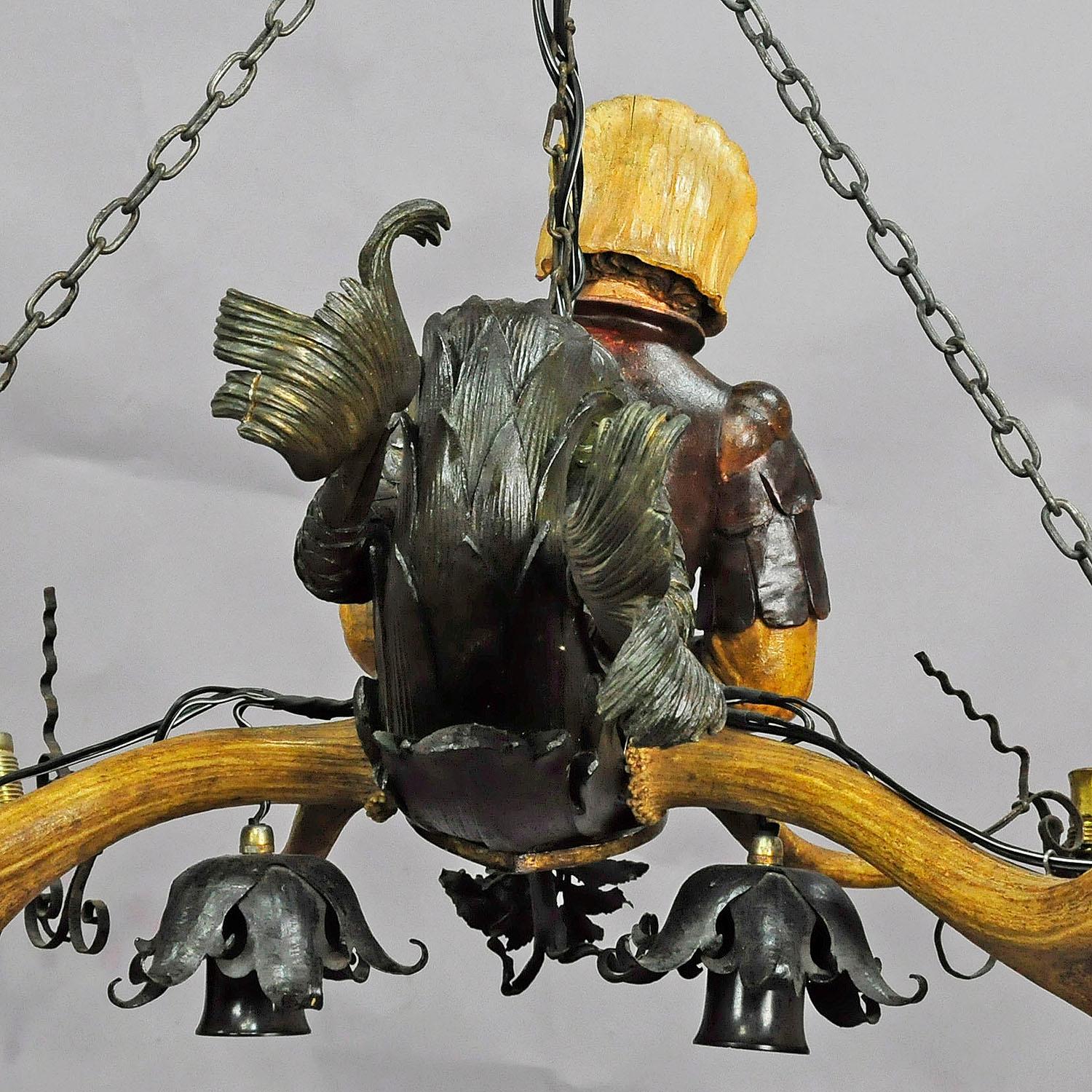 Rare Antique Chandelier with Lüsterweibchen of a Victorian Meermaid 1