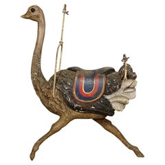 Rare Antique Children Carousel Ostrich, Germany 1900s