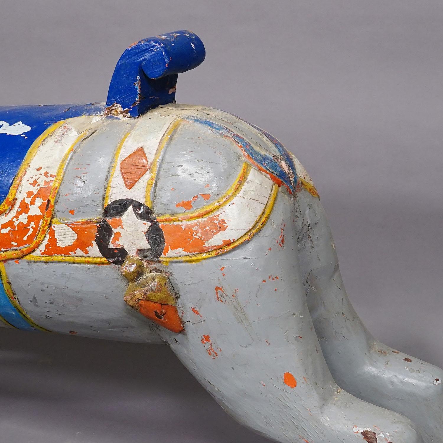 Rare Antique Children Carousel Pig, Germany ca. 1920s In Fair Condition For Sale In Berghuelen, DE