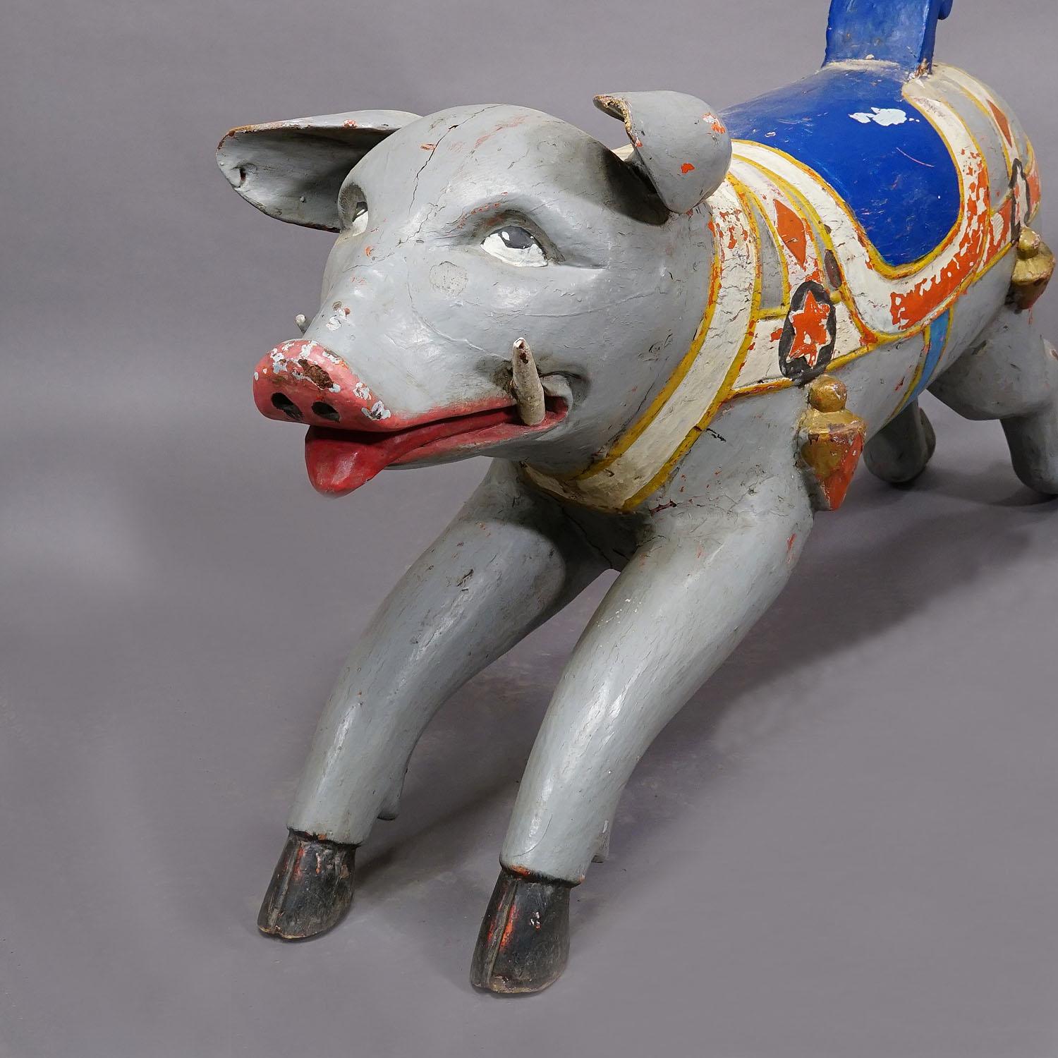 20th Century Rare Antique Children Carousel Pig, Germany ca. 1920s For Sale