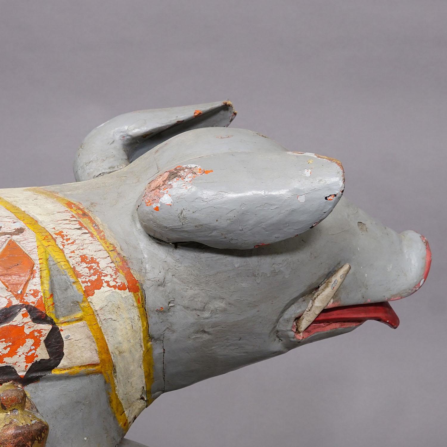 Rare Antique Children Carousel Pig, Germany ca. 1920s For Sale 3