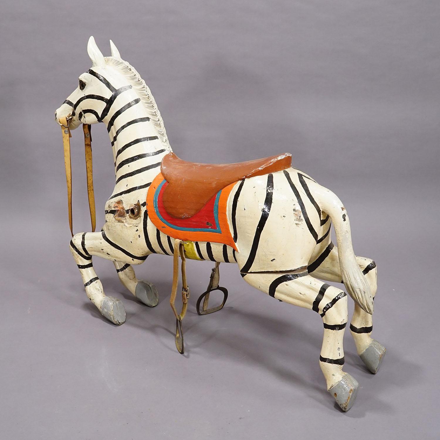 20th Century Rare Antique Children Carousel Zebra, Germany 1920s