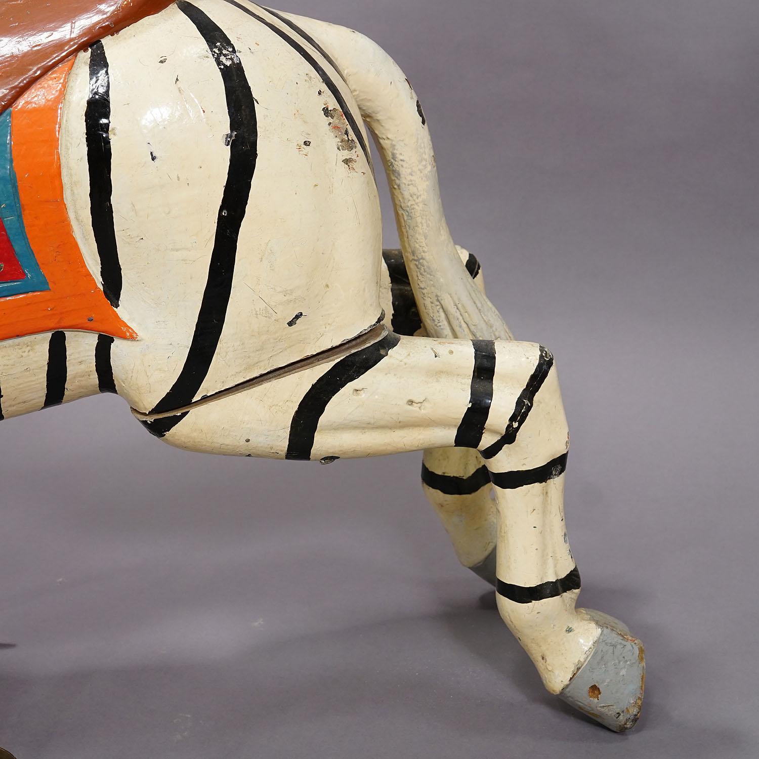 Rare Antique Children Carousel Zebra, Germany 1920s 2