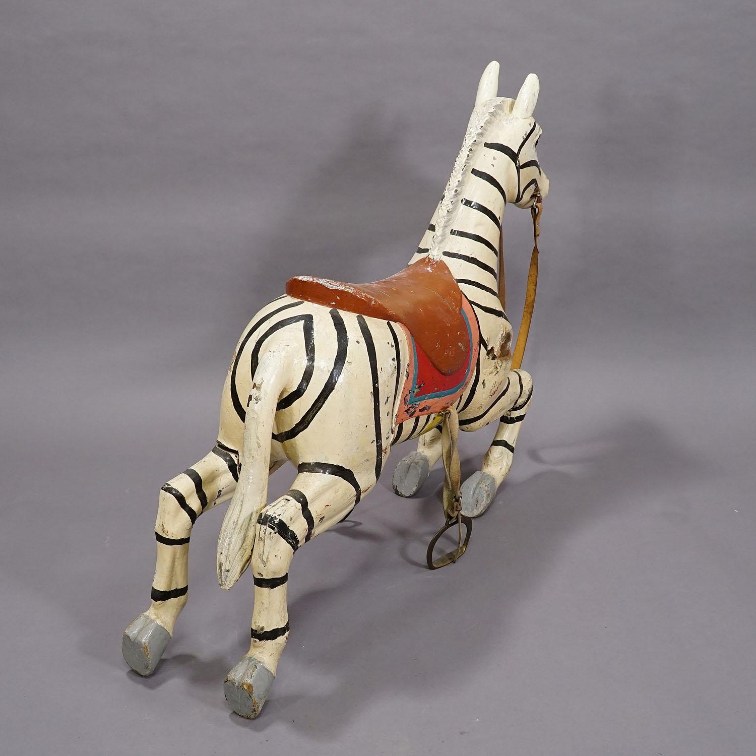 Rare Antique Children Carousel Zebra, Germany 1920s 3
