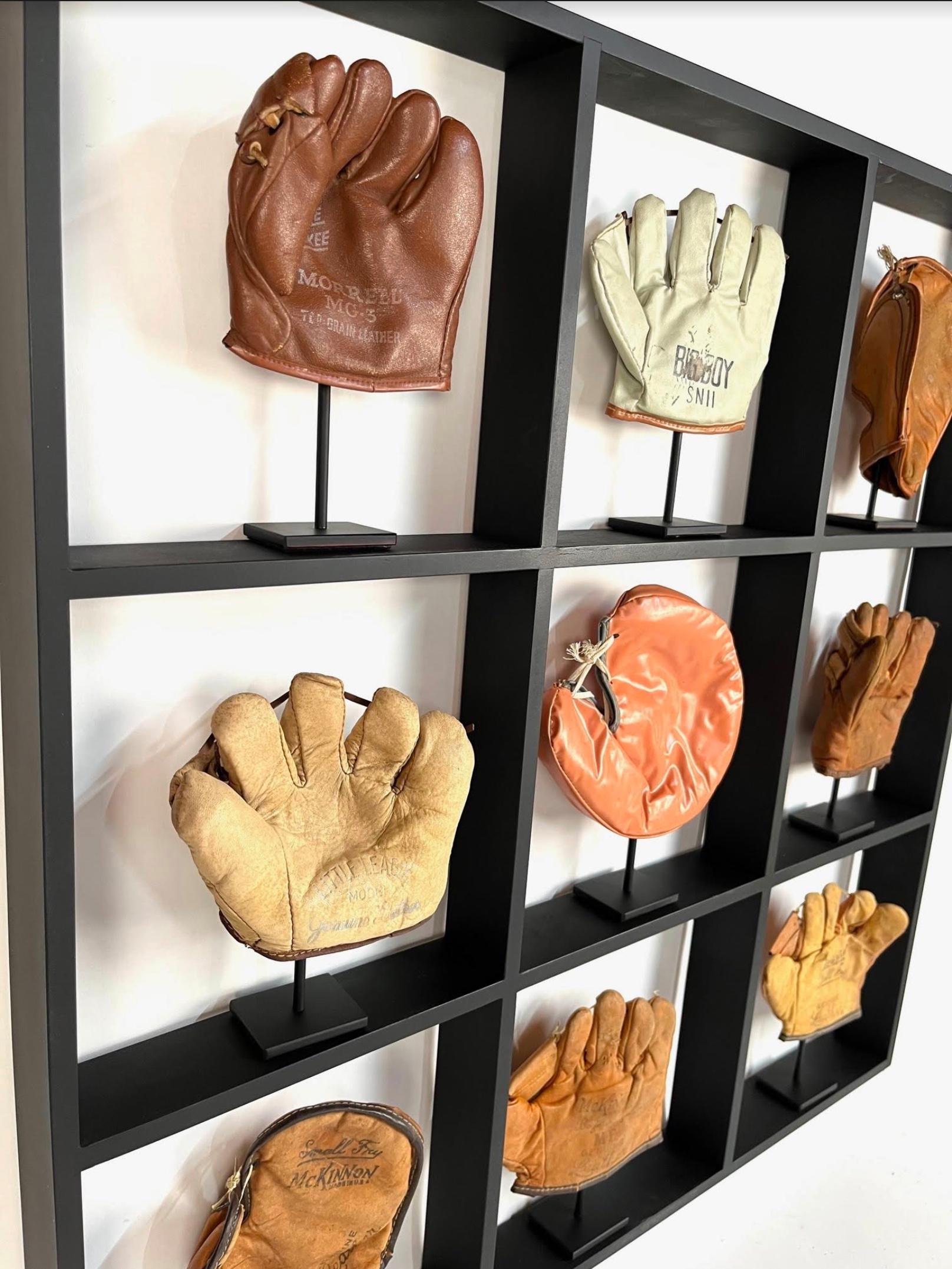Folk Art Rare Antique Childs Small Baseball Glove Display