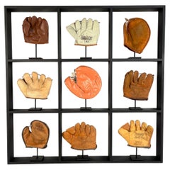 Rare Antique Childs Small Baseball Glove Display