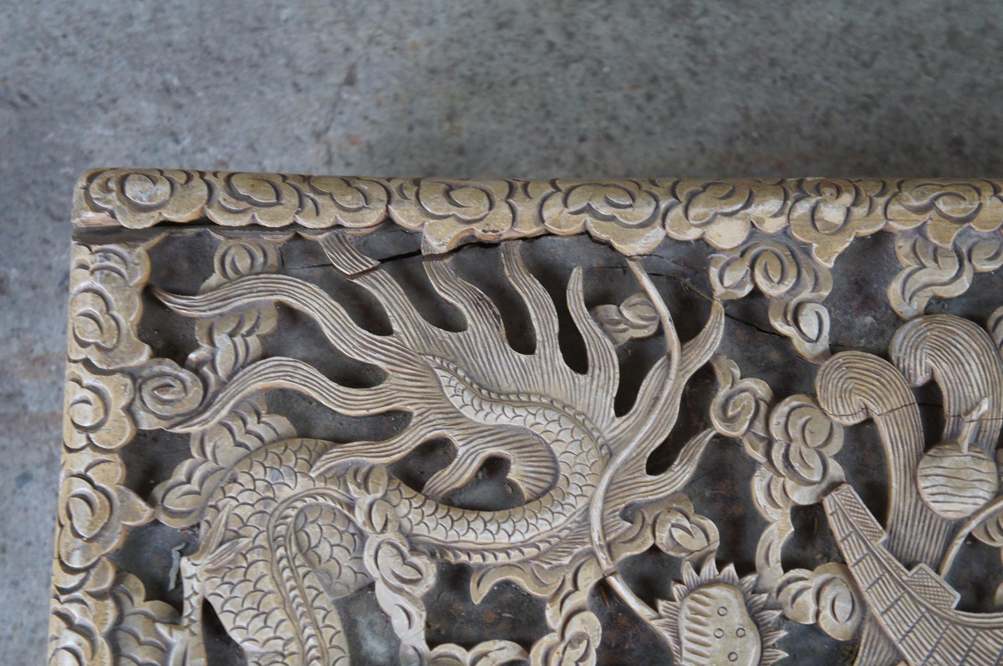 Rare Antique Chinese Chinoiserie Carved Dragon High Relief Camphor Chest Trunk 4