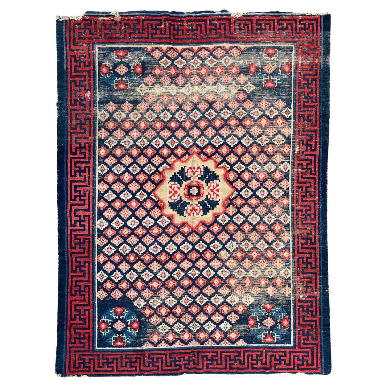 Rare antique Chinese collector rug For Sale
