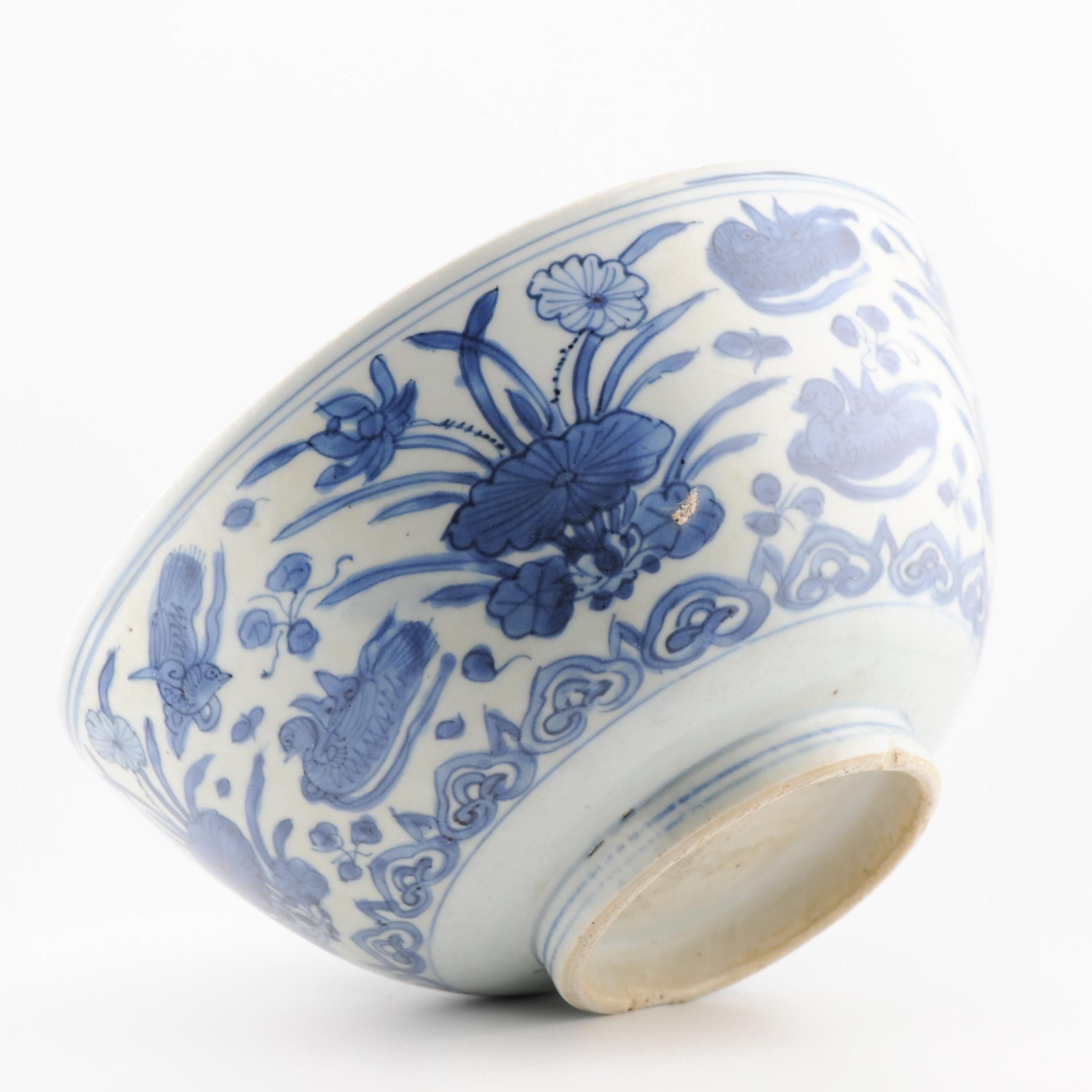 18th Century and Earlier Rare Antique Chinese Porcelain Bowl With Landscape, Jiajing, 1560-1600 For Sale