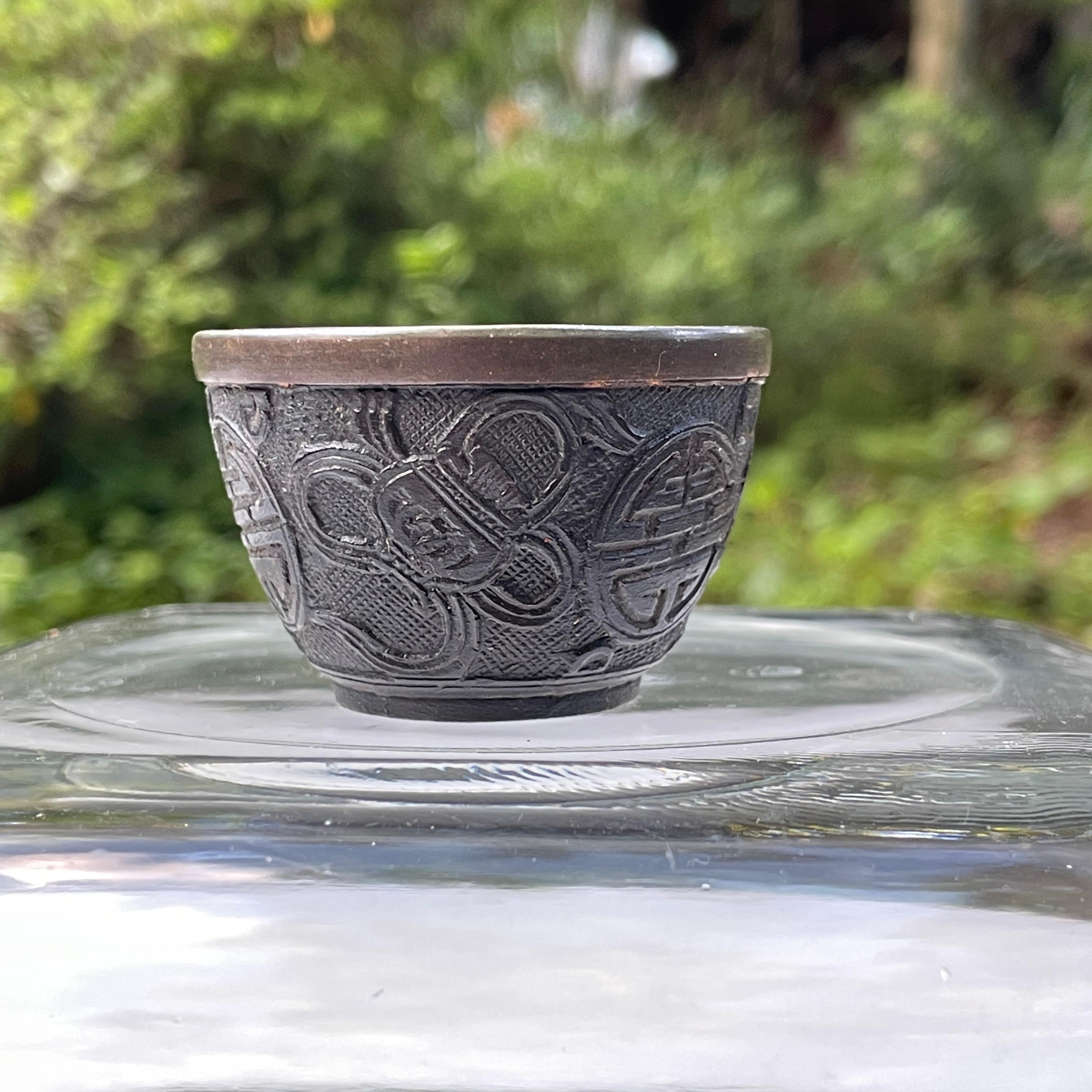 XIXe siècle Bol à thé antique chinois Qing sculpté en forme de noix de coco en vente