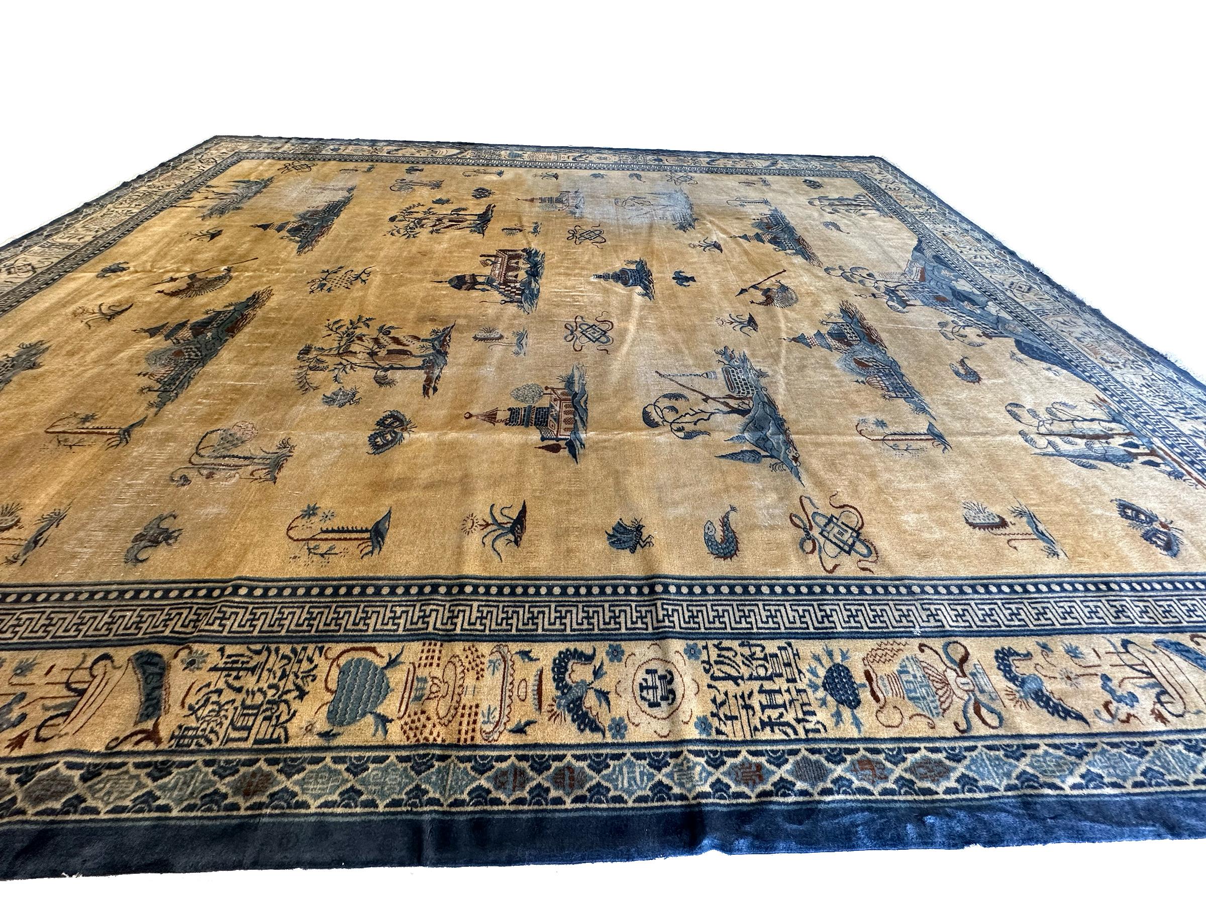 Rare Antique Chinese Rug Pre-1900 Chinese Symbols 

12x15

11'10