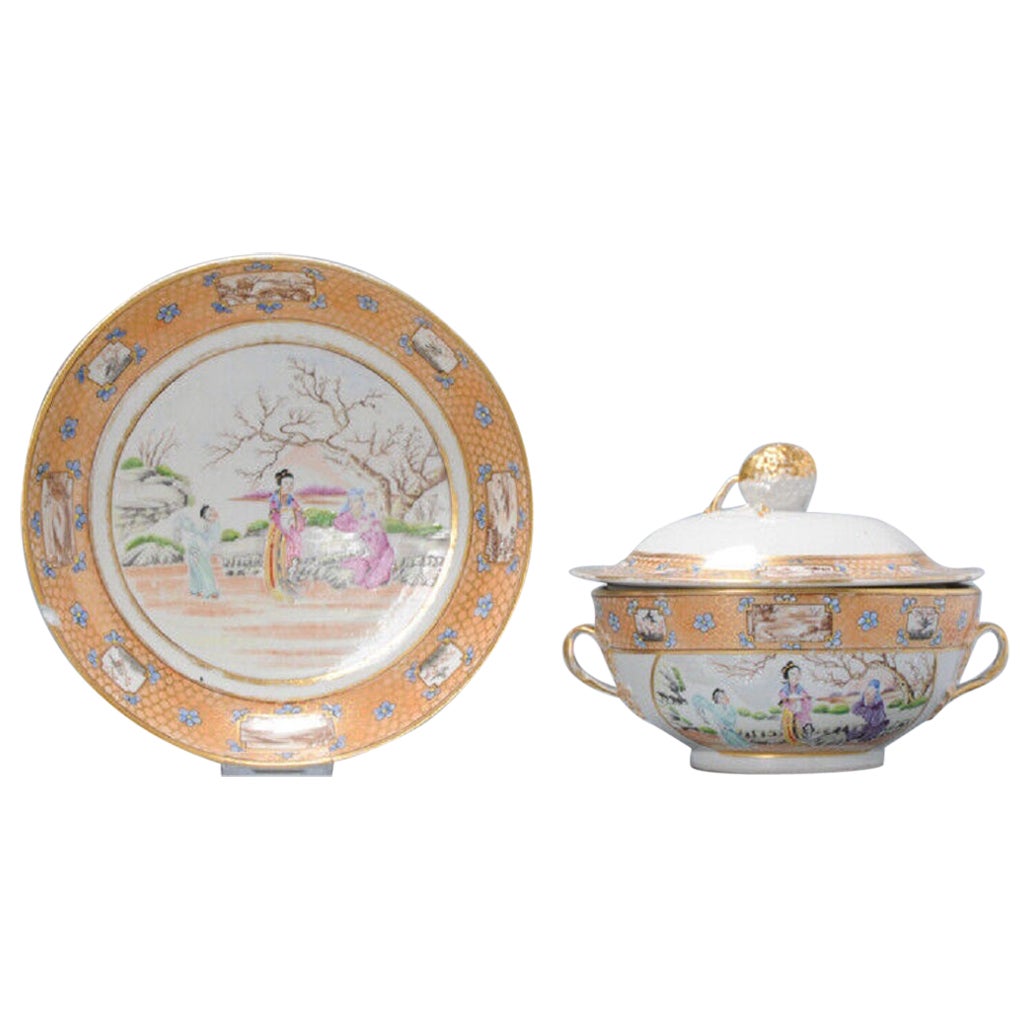 Rare Antique Chinese Tureen Porcelain Jiaqing Period Rockefeller Style Tureen