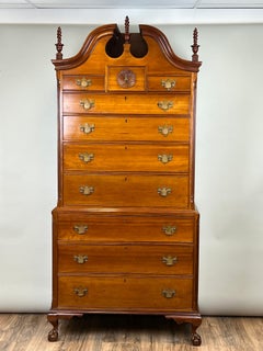 Rare Antique Chippendale Cherry Chest on Chest Attr. Nathan Booth c. 1760