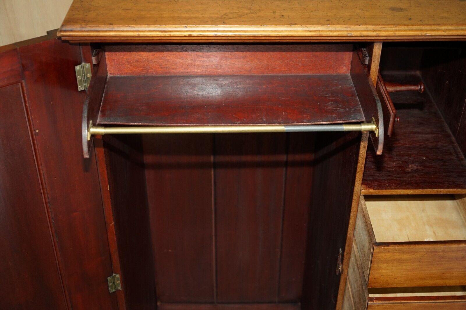Rare Antique circa 1860-1880 Military Campaign Gentleman's Wardrobe with Drawers 3
