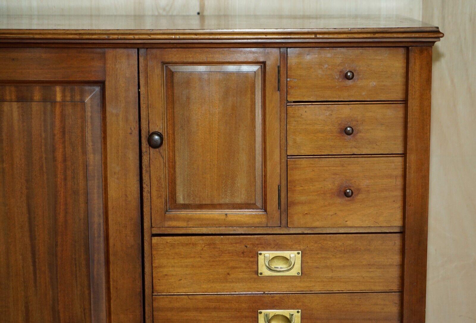 English Rare Antique circa 1860-1880 Military Campaign Gentleman's Wardrobe with Drawers