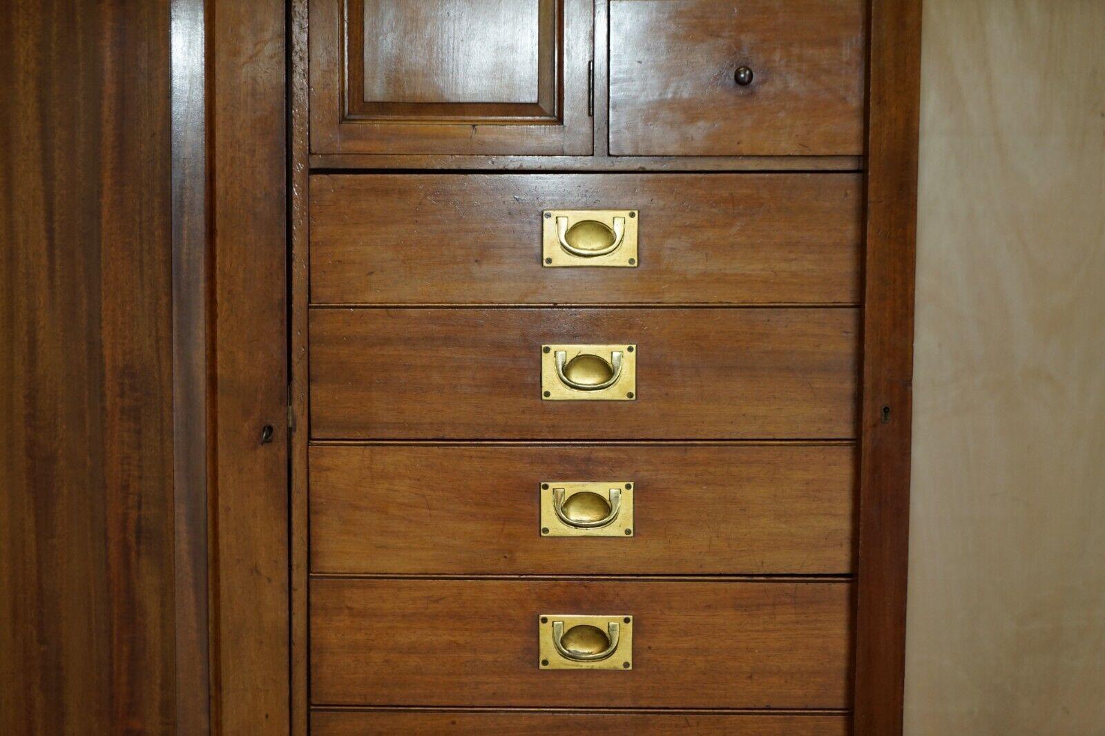 Hand-Crafted Rare Antique circa 1860-1880 Military Campaign Gentleman's Wardrobe with Drawers