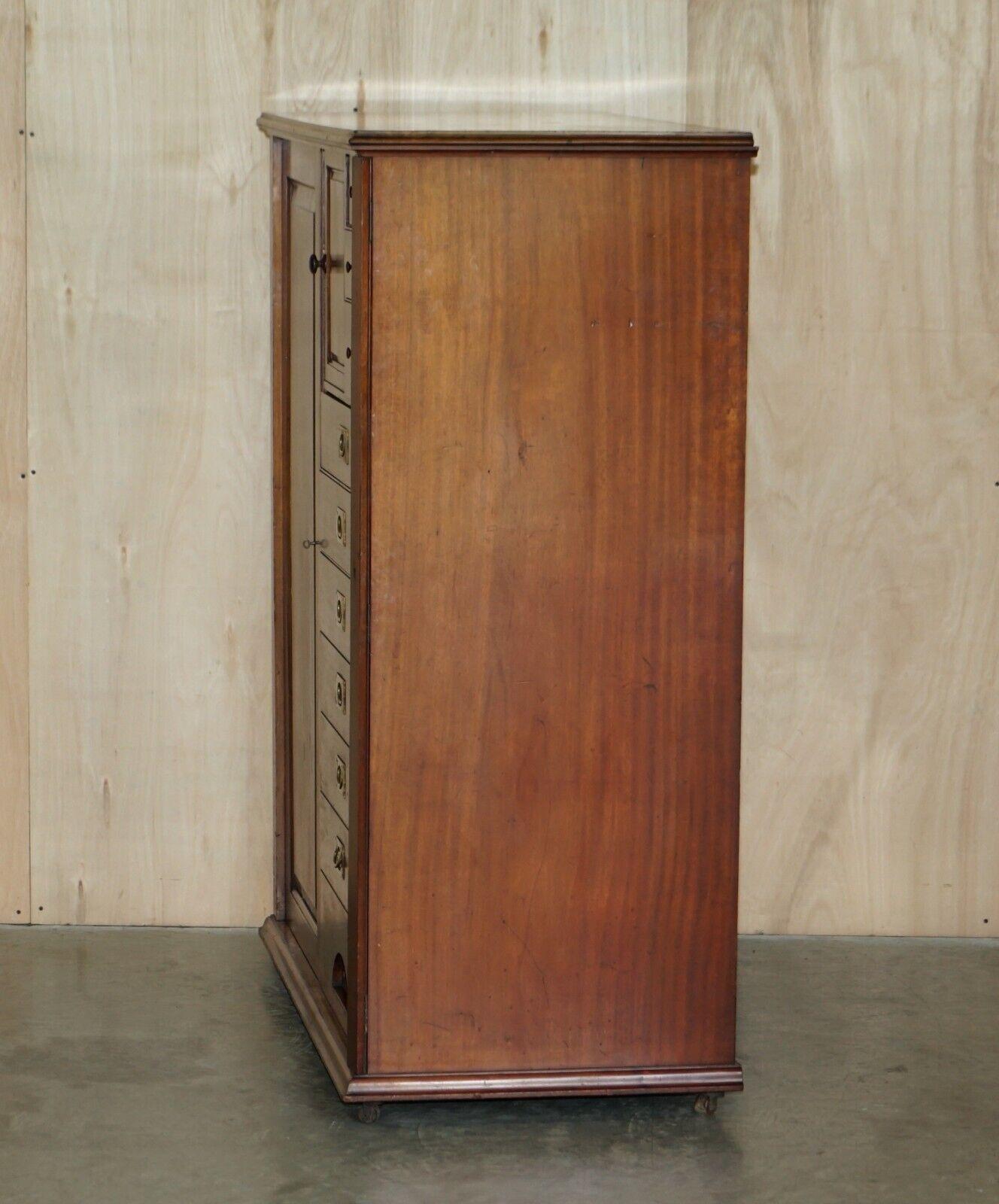 Mid-19th Century Rare Antique circa 1860-1880 Military Campaign Gentleman's Wardrobe with Drawers