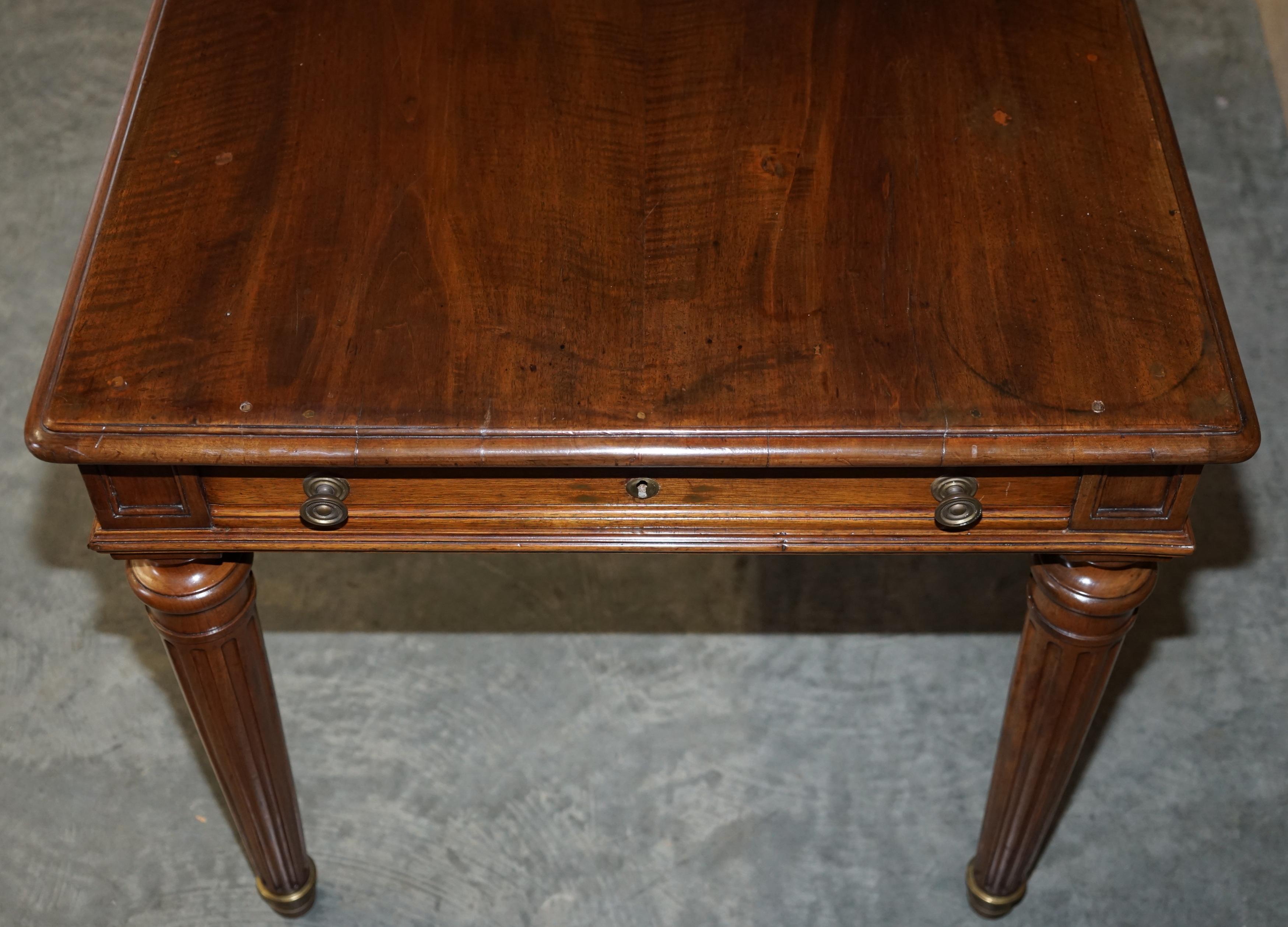 Rare Antique circa 1860 Library Writing Table Desk with Twin Writing Slopes For Sale 8