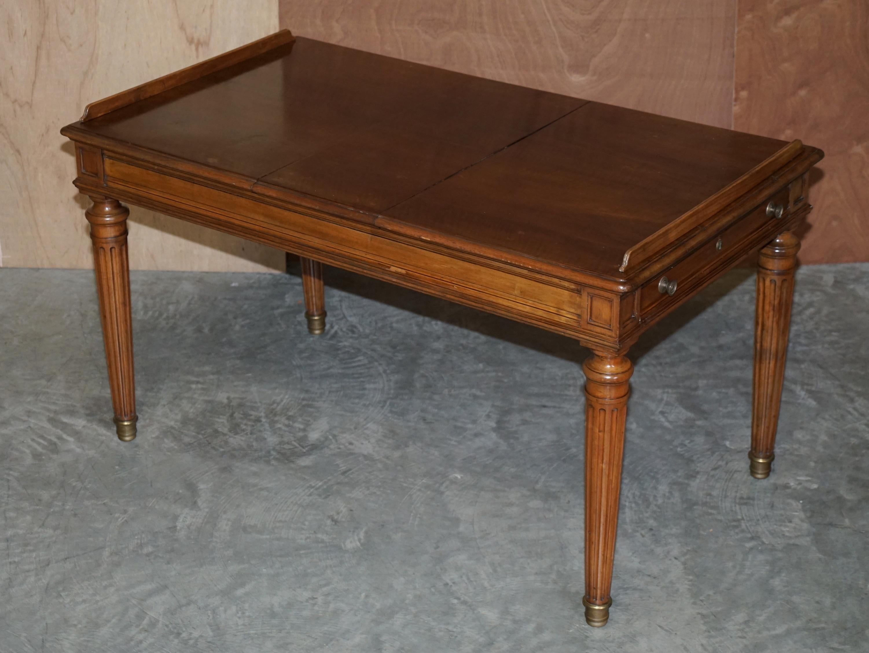 Rare Antique circa 1860 Library Writing Table Desk with Twin Writing Slopes For Sale 9