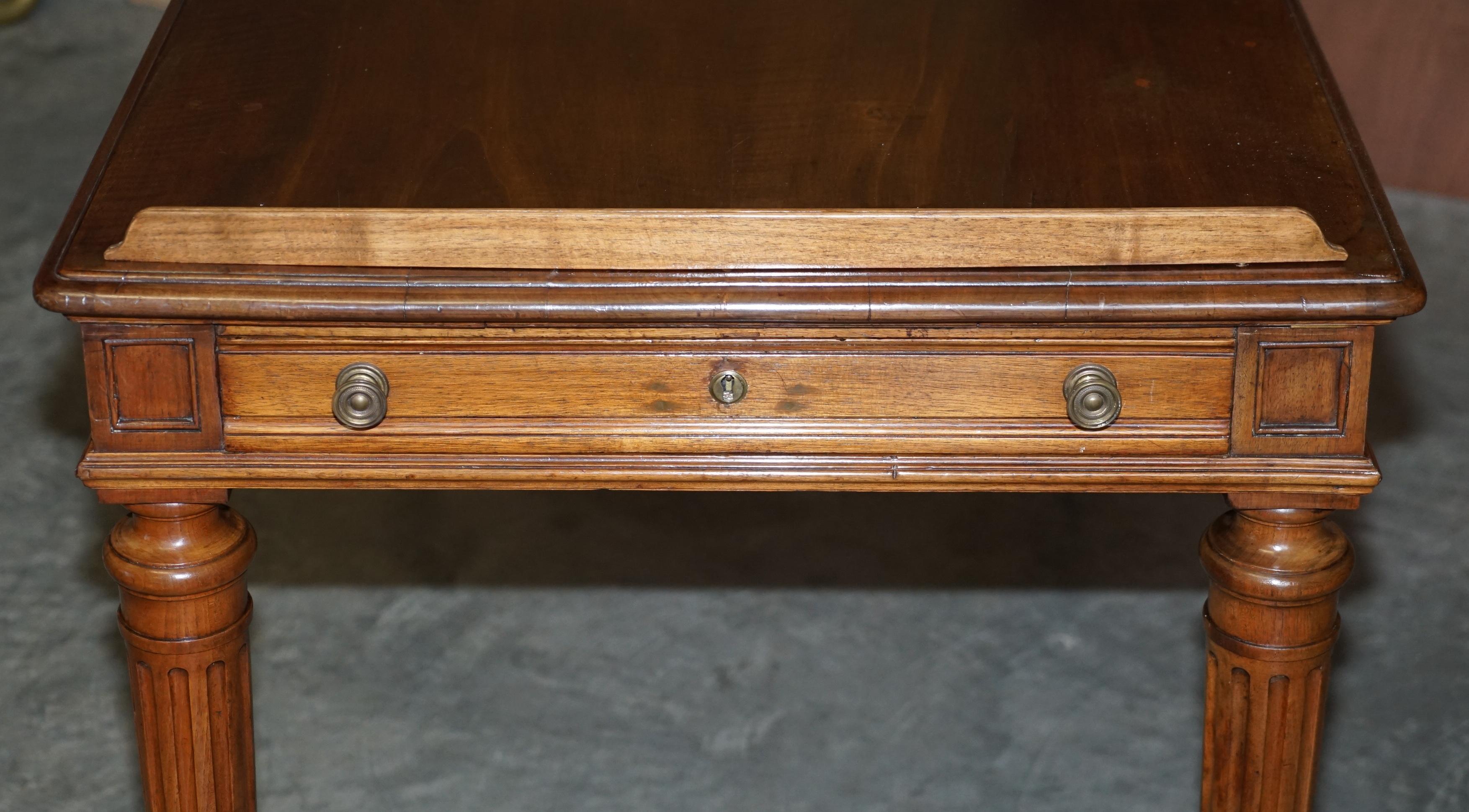 Rare Antique circa 1860 Library Writing Table Desk with Twin Writing Slopes For Sale 10