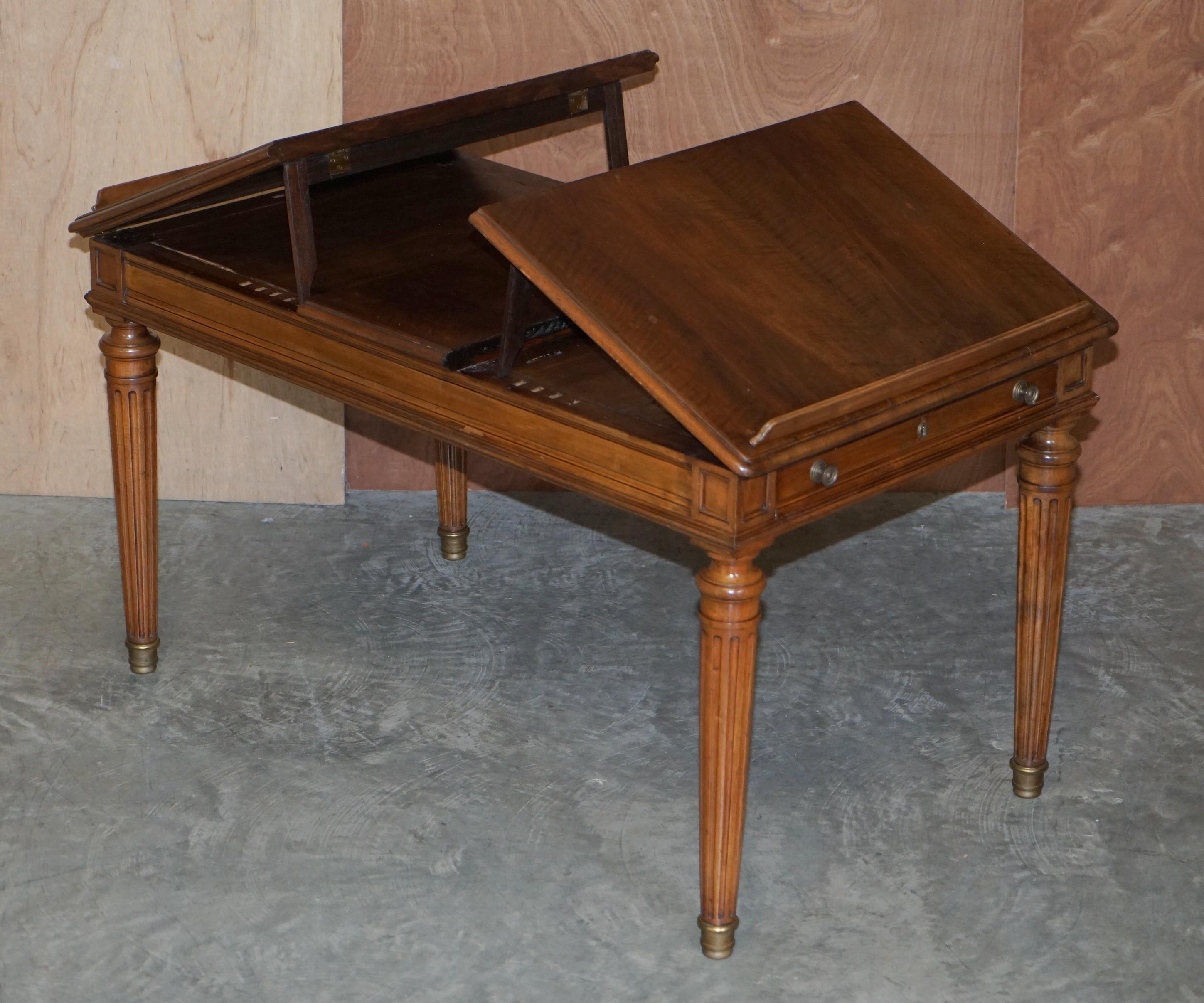 Rare Antique circa 1860 Library Writing Table Desk with Twin Writing Slopes For Sale 11