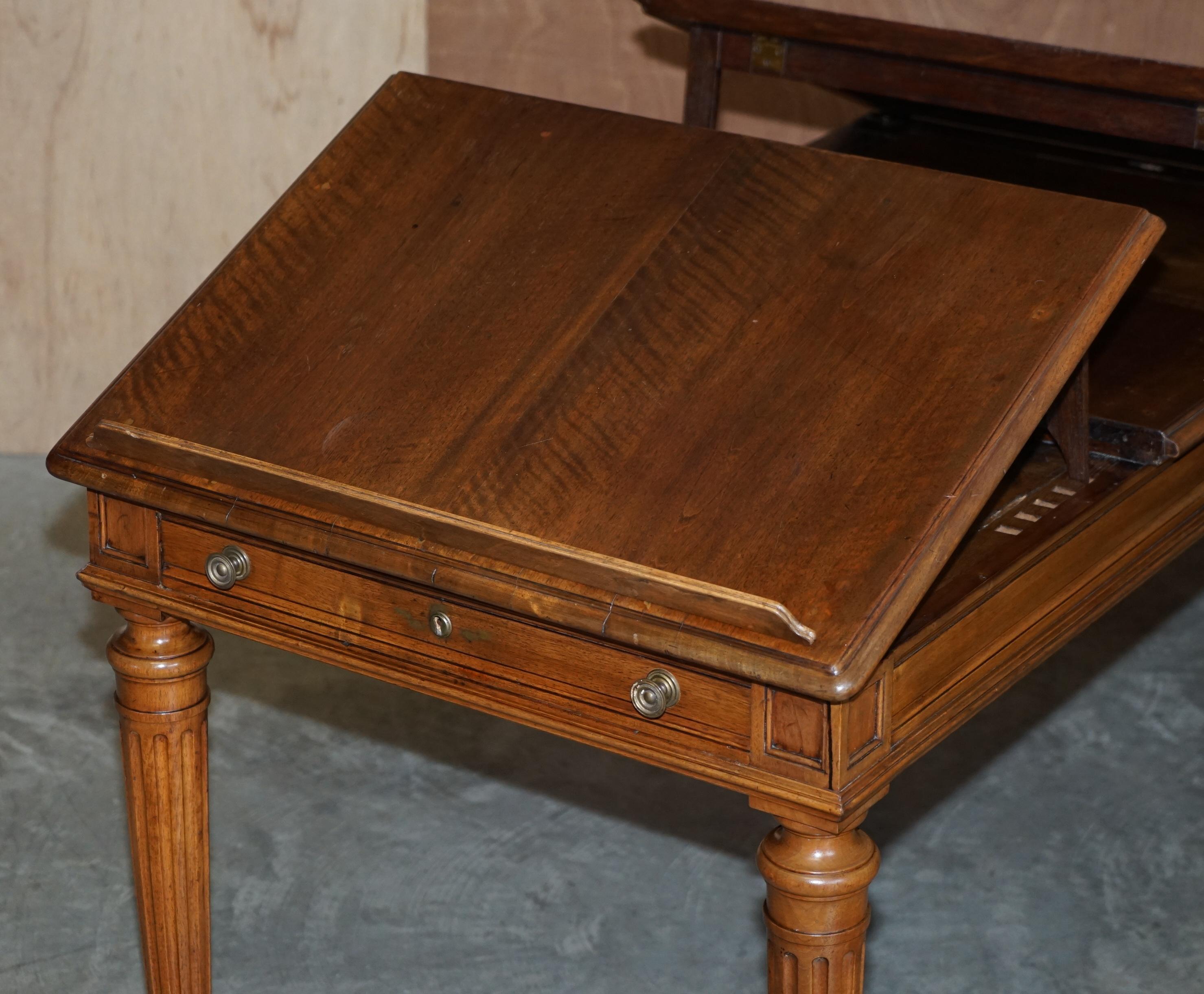 Rare Antique circa 1860 Library Writing Table Desk with Twin Writing Slopes For Sale 13