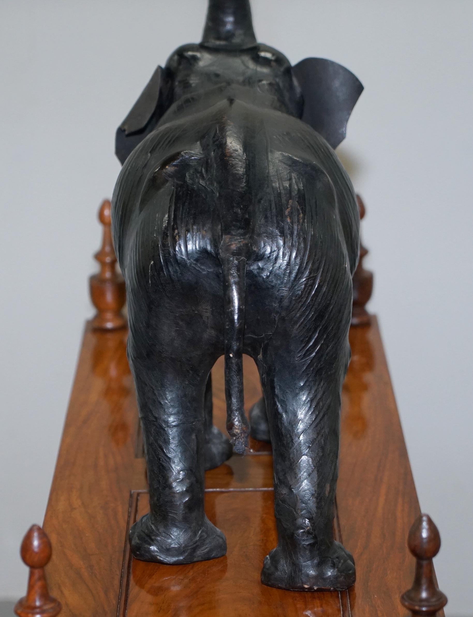 Rare Antique circa 1900 Liberty's of London Omersa Leather Elephant Footstool 2