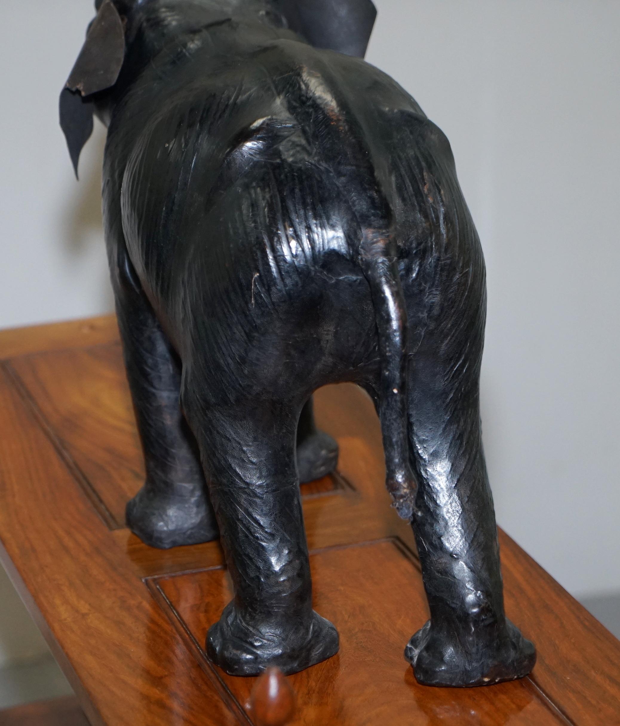 Rare Antique circa 1900 Liberty's of London Omersa Leather Elephant Footstool 3