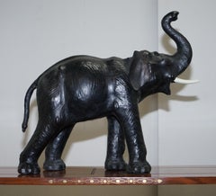 Rare Antique circa 1900 Liberty's of London Omersa Leather Elephant Footstool