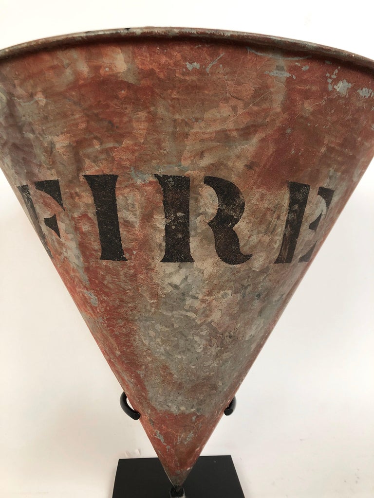 Rare Antique Cone Shaped American Fire Bucket with Custom Stand For