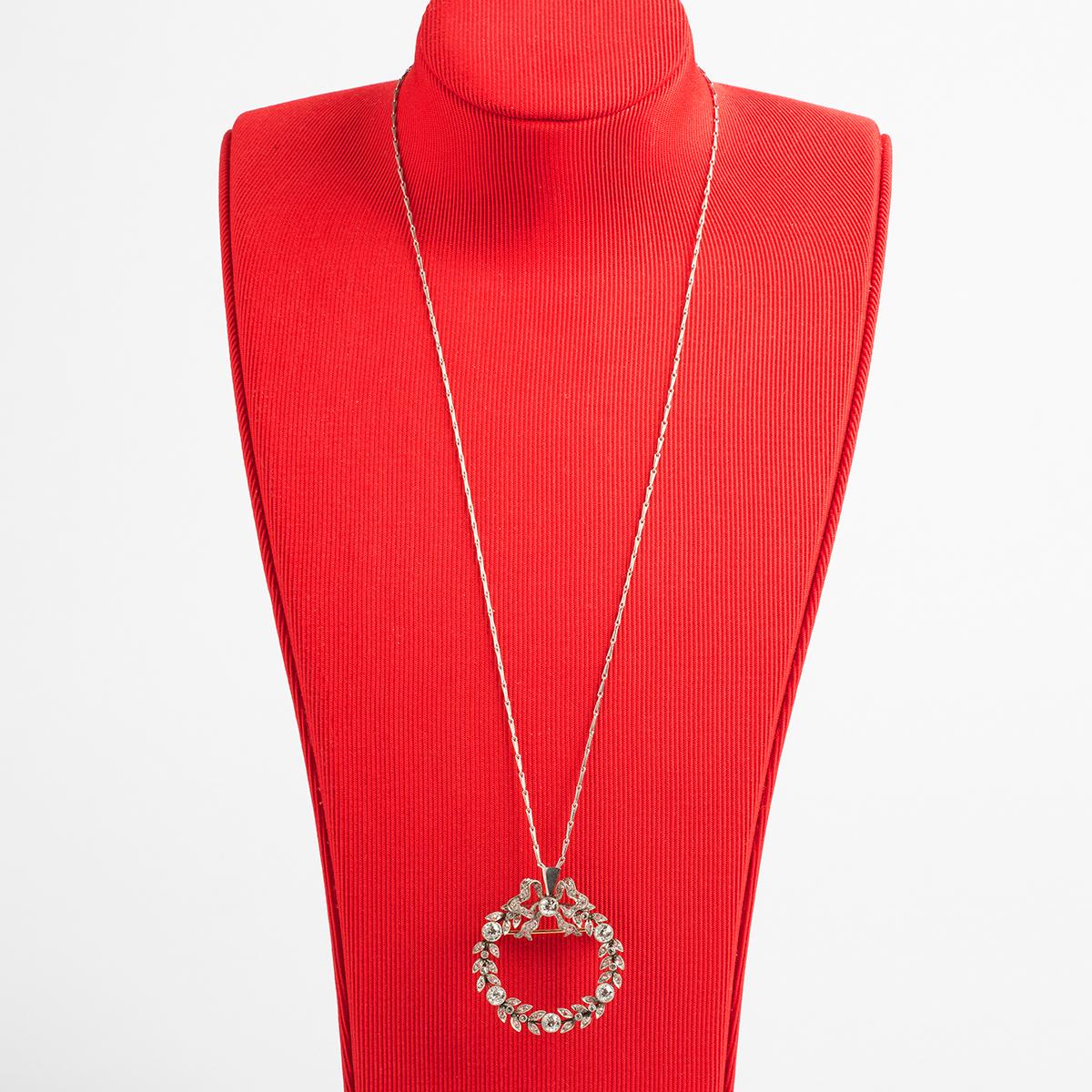 Raro Broche o Collar Antiguo de Corona Convertible, con Diamantes de 2,7 Quilates en Bueno Estado en Canterbury, England