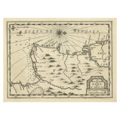 Rare Antique Copper Engraving of a Map of Pegu and Arakan, Burma (Myanmar), 1714
