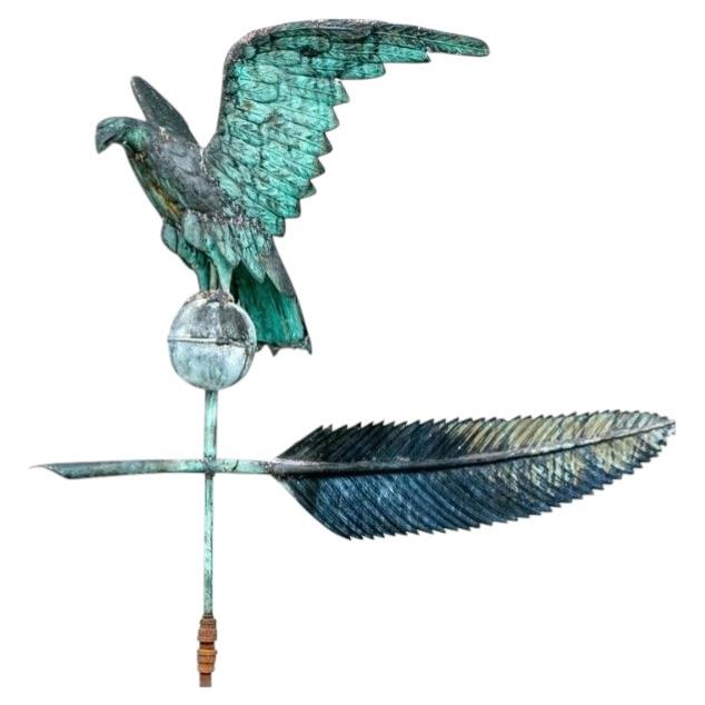 Rare Antique Copper Weathervane With Eagle C. 1885