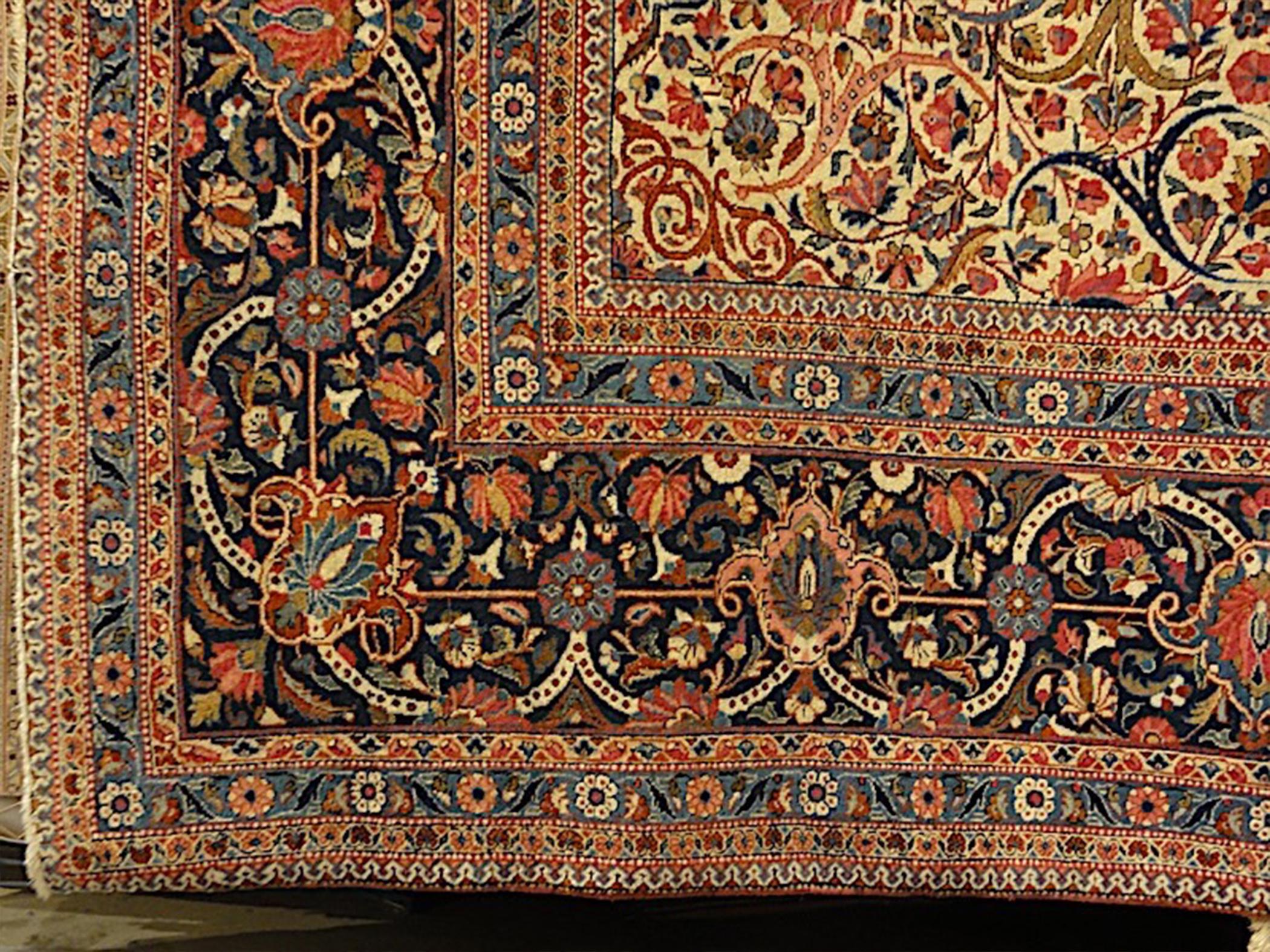 Persiano Raro tappeto Kashan antico con medaglione allungato - 10'2