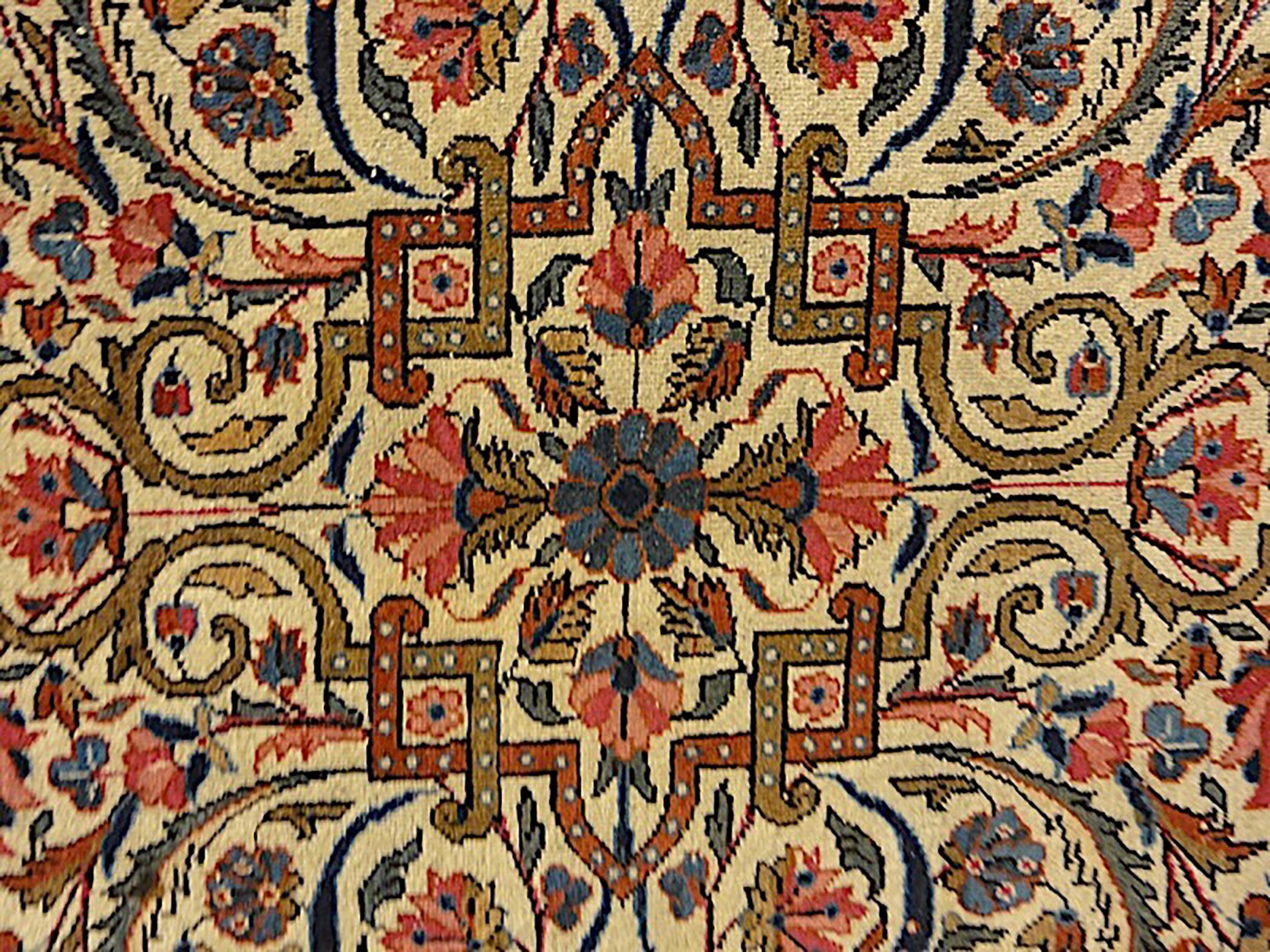 Raro tappeto Kashan antico con medaglione allungato - 10'2