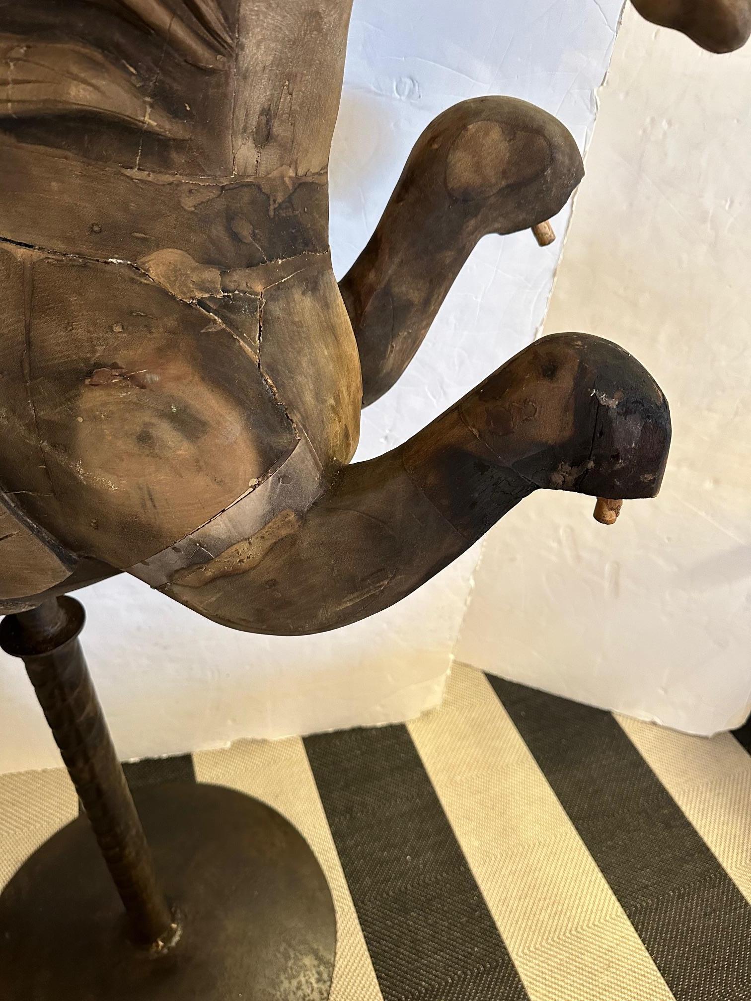 Seltene antike Distressed Karussell Pferd auf Eisen Stand Skulptur im Angebot 4