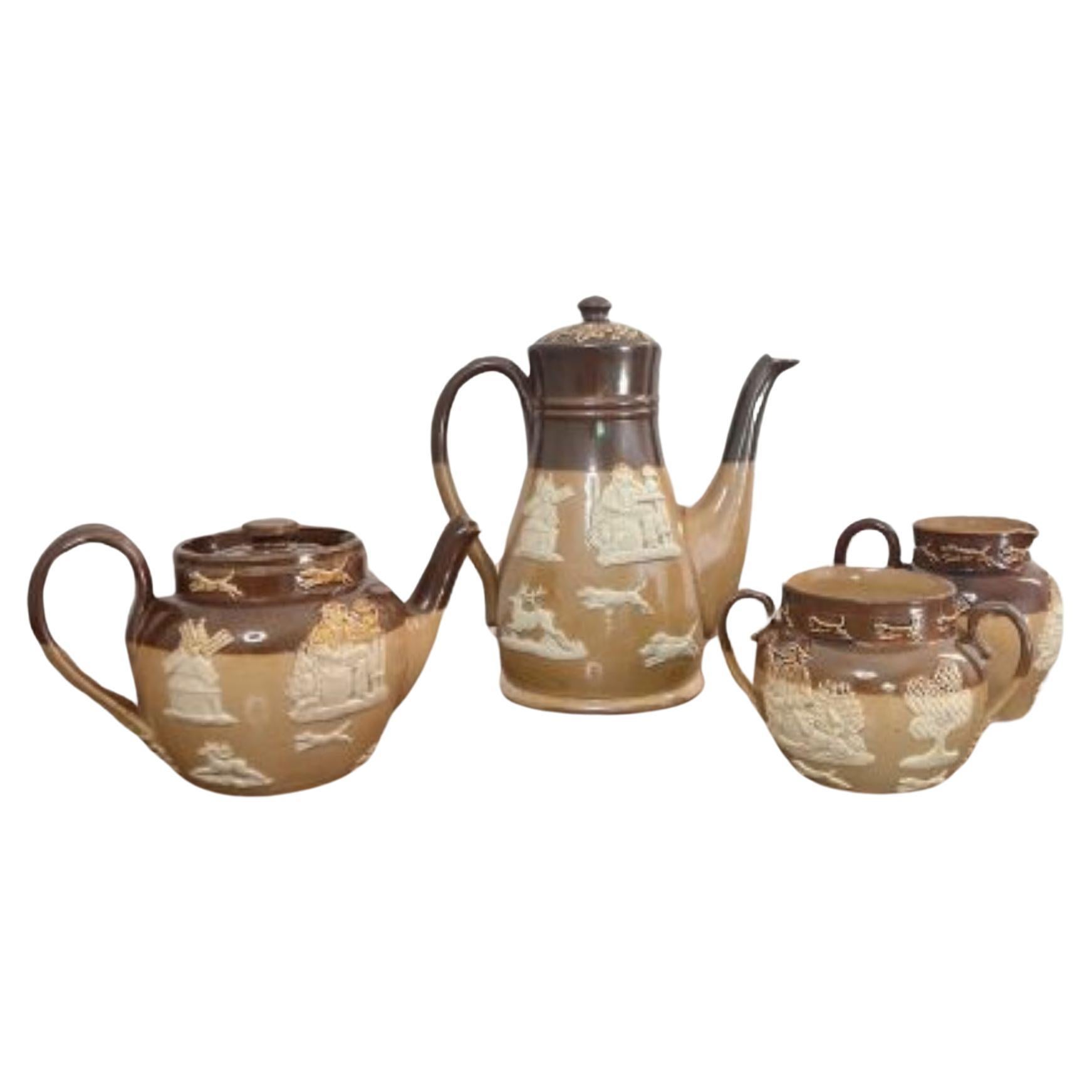 Rare antique Doulton four piece tea set  For Sale