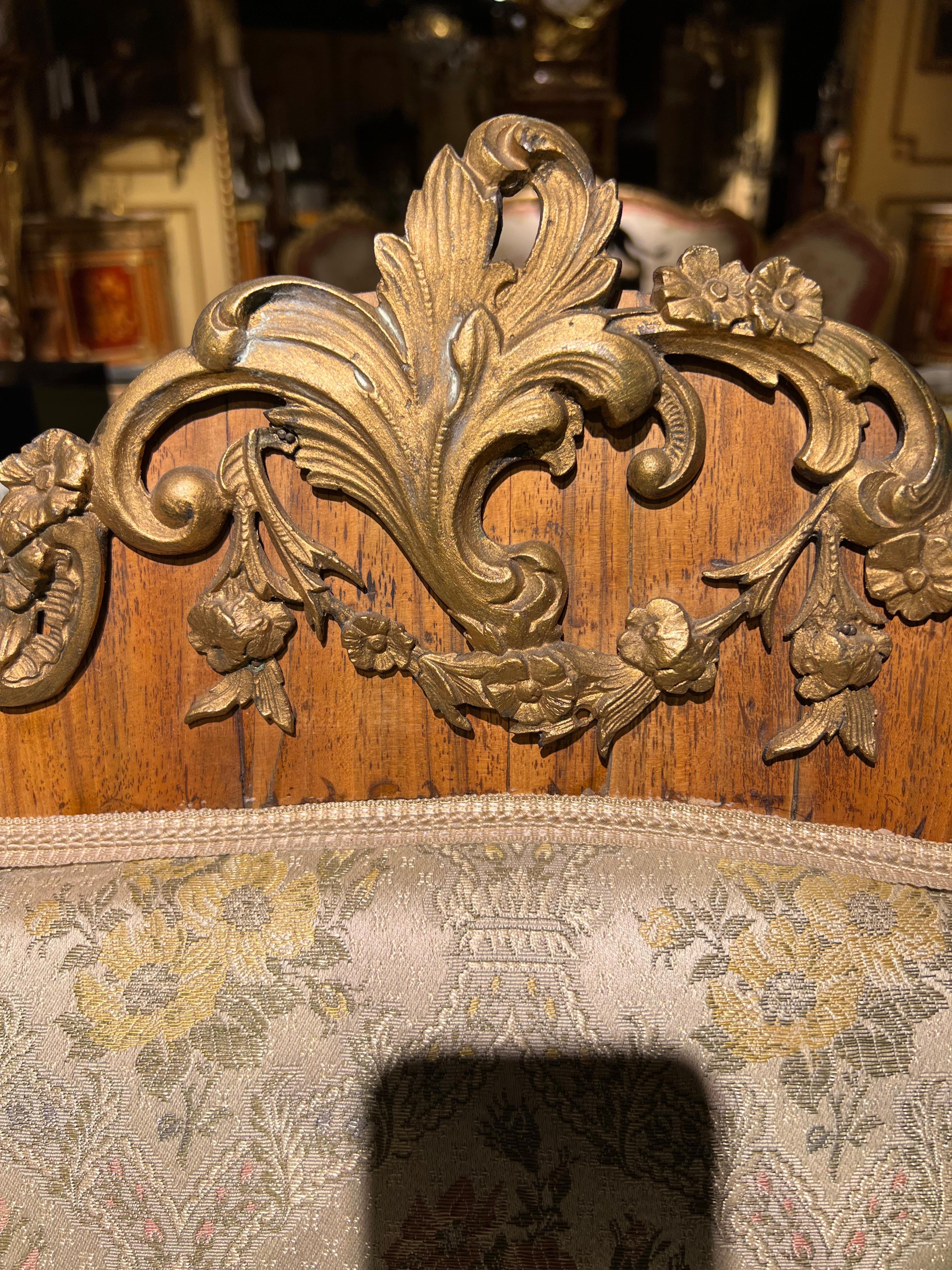 Rare antique dresden baroque sofa / couch bronzed massive walnut veneer 1880 For Sale 6