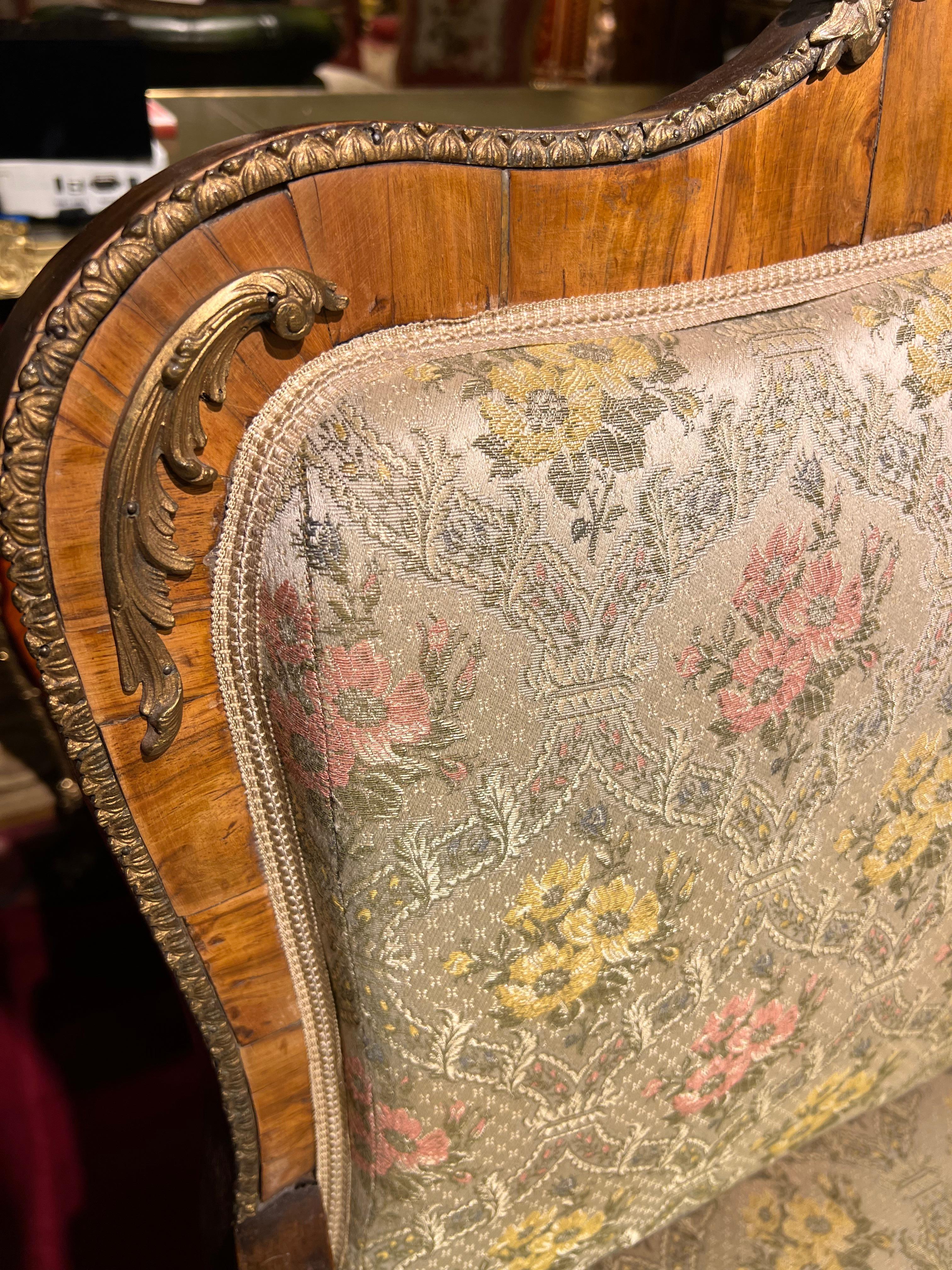 Seltenes antikes dresden-Barock-Sofa / Couch aus bronziertem massivem Nussbaumfurnier 1880 (Deutsch) im Angebot