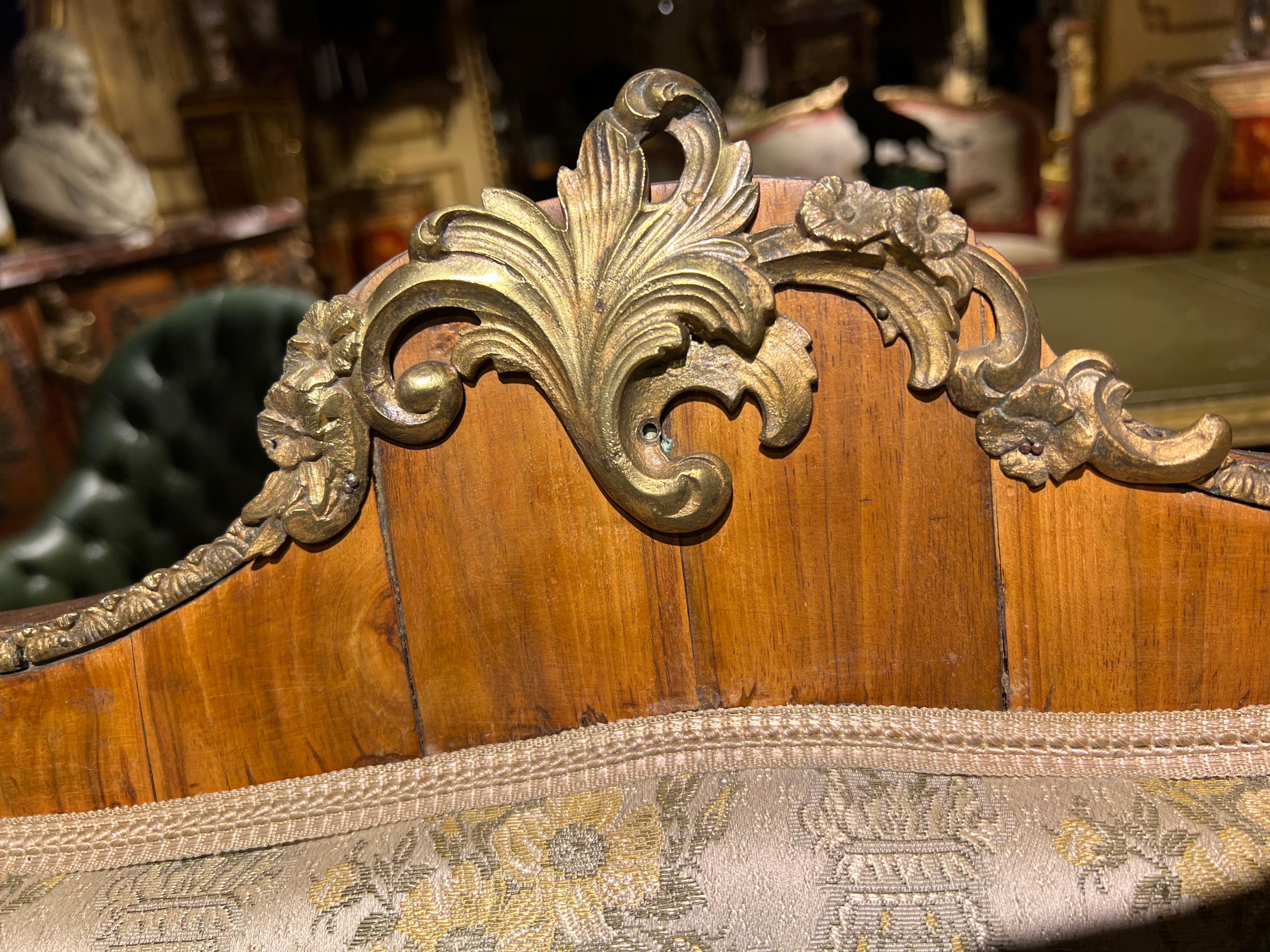 German Rare antique dresden baroque sofa / couch bronzed massive walnut veneer 1880 For Sale