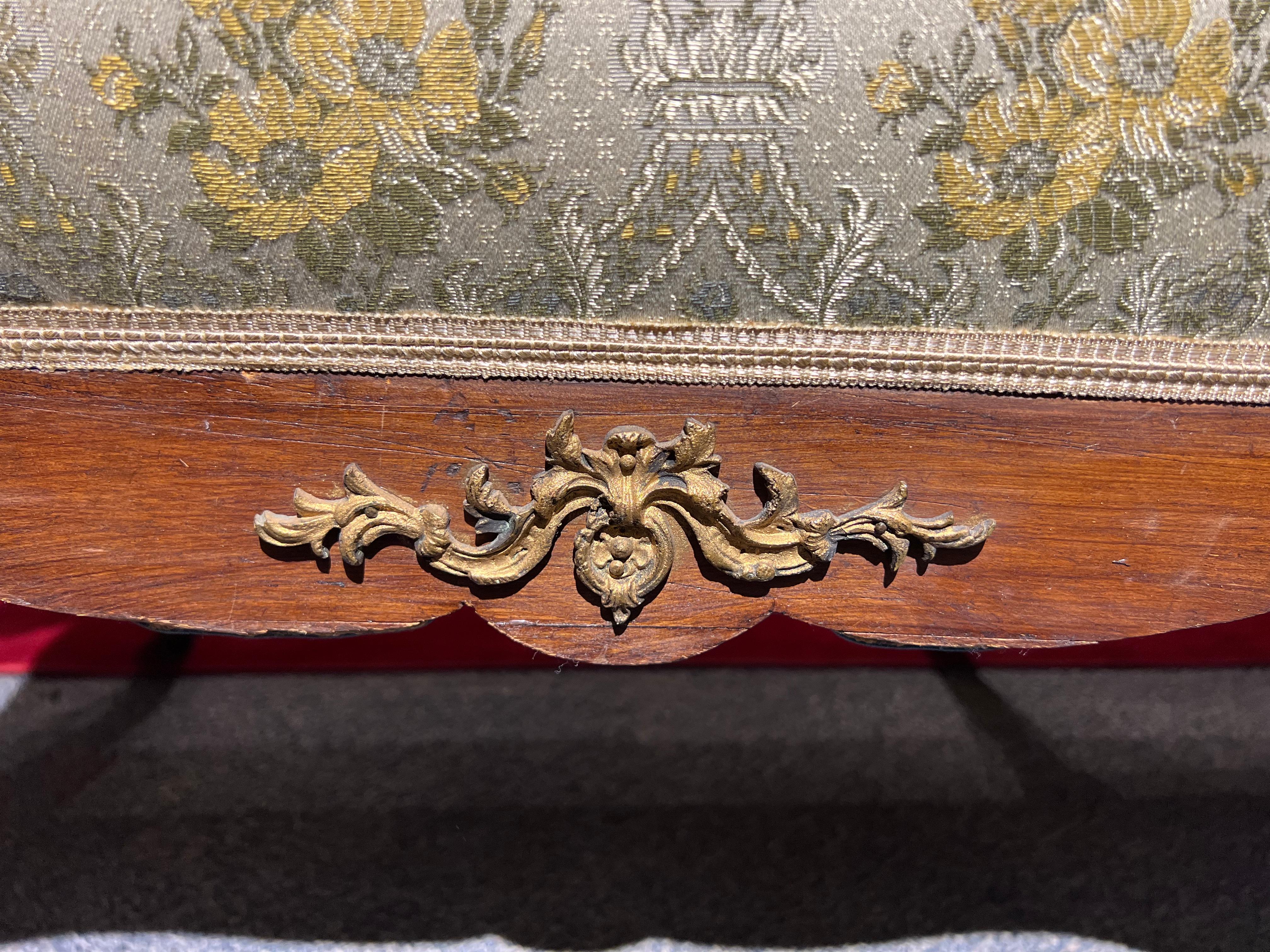 Wood Rare antique dresden baroque sofa / couch bronzed massive walnut veneer 1880 For Sale