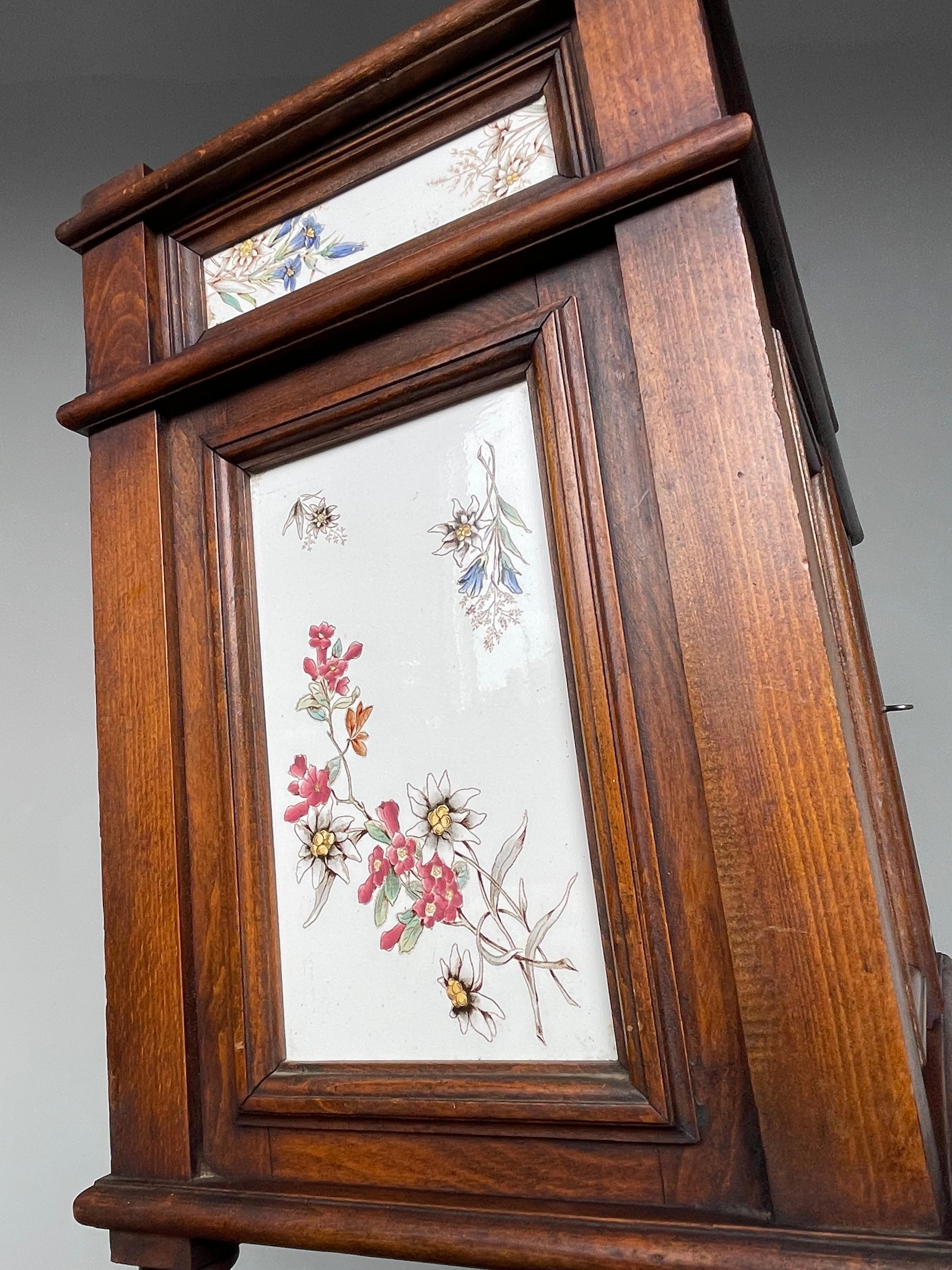 Rare Antique Drinks Cabinet w. Many Inlaid, Hand Painted and Glazed Tiles ca1900 For Sale 8